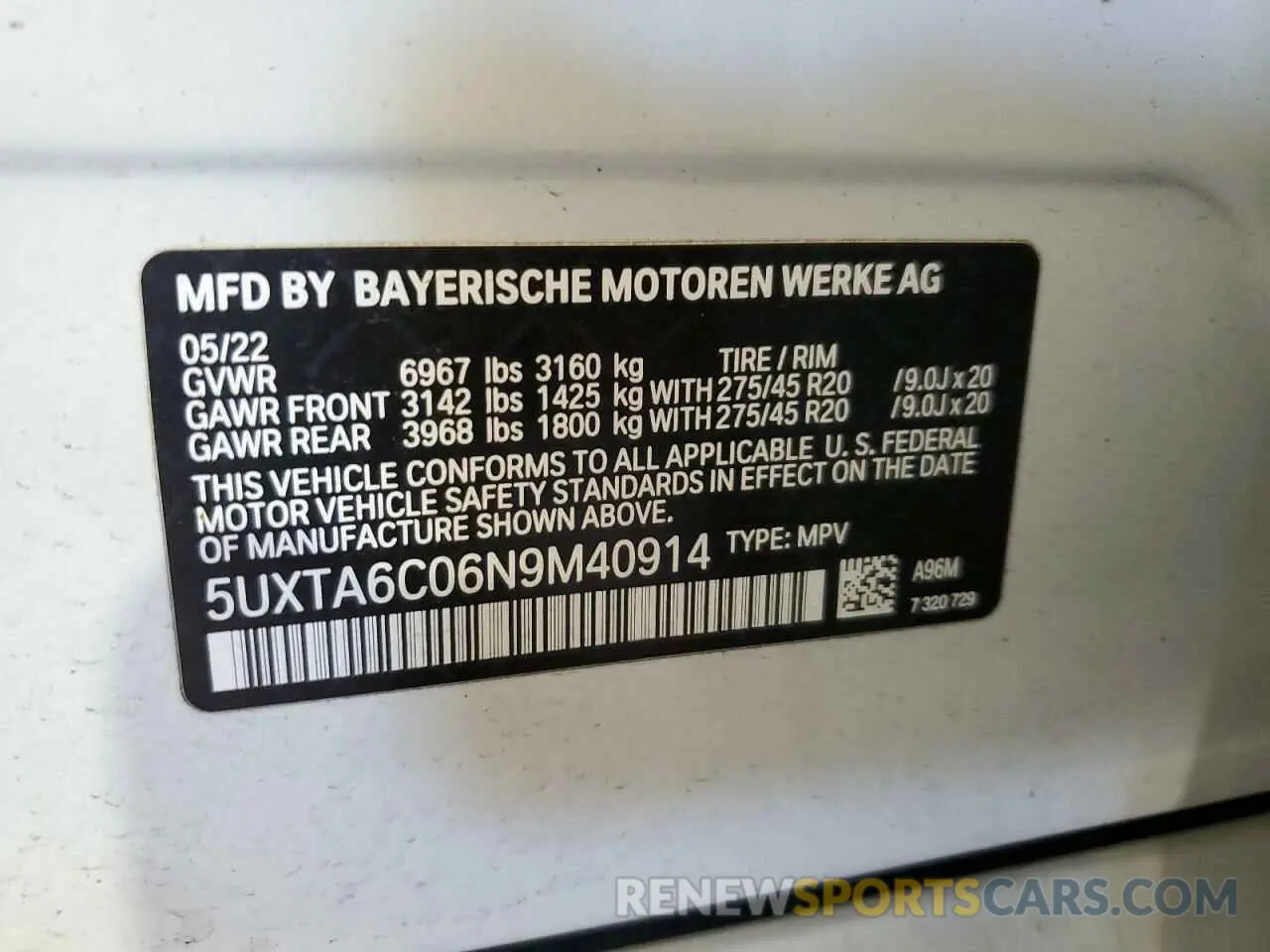 13 fotografías del automóvil dañado 5UXTA6C06N9M40914 BMW X5 2022