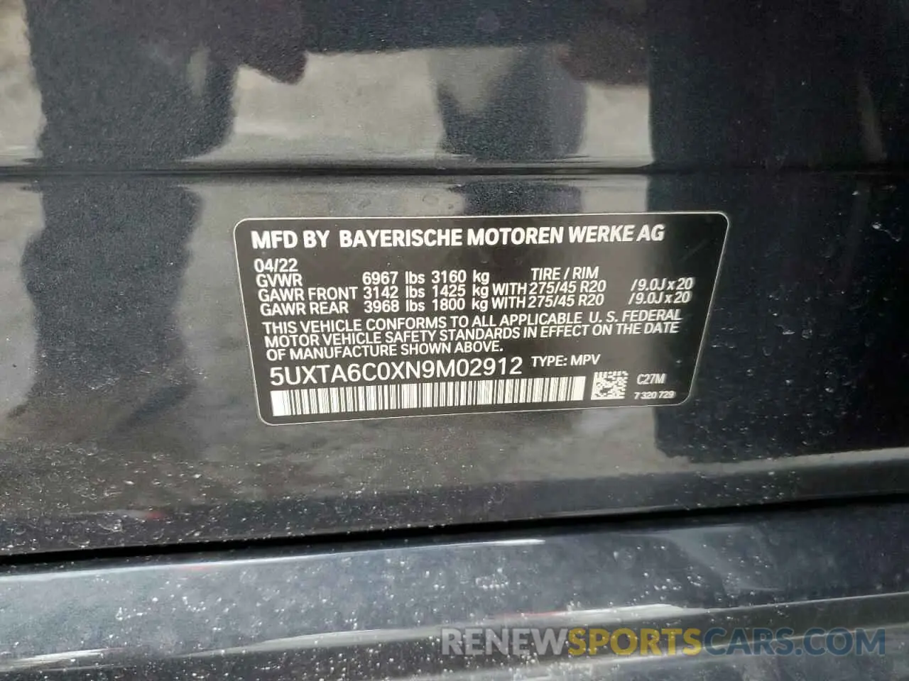 14 fotografías del automóvil dañado 5UXTA6C0XN9M02912 BMW X5 2022