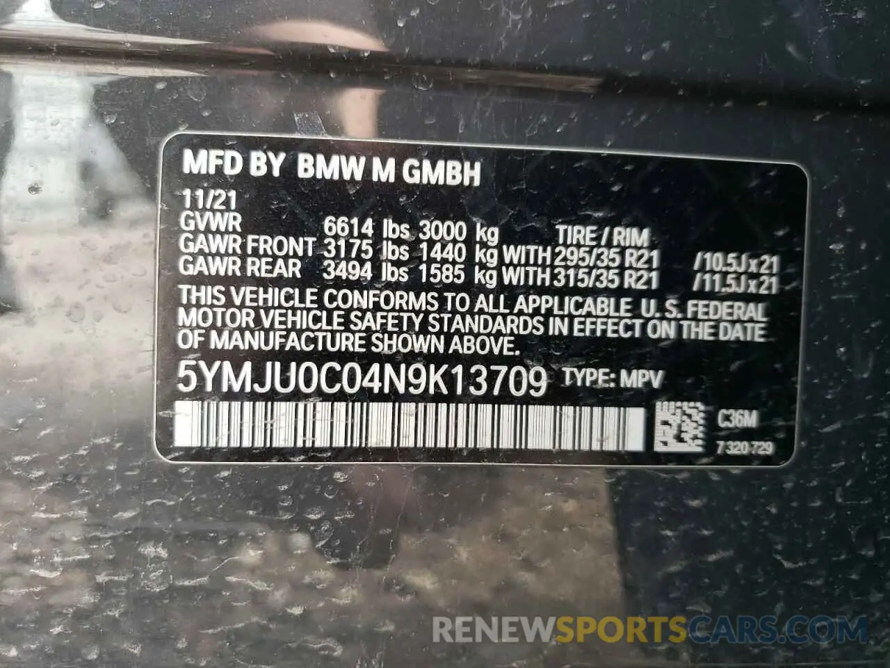 14 fotografías del automóvil dañado 5YMJU0C04N9K13709 BMW X5 2022