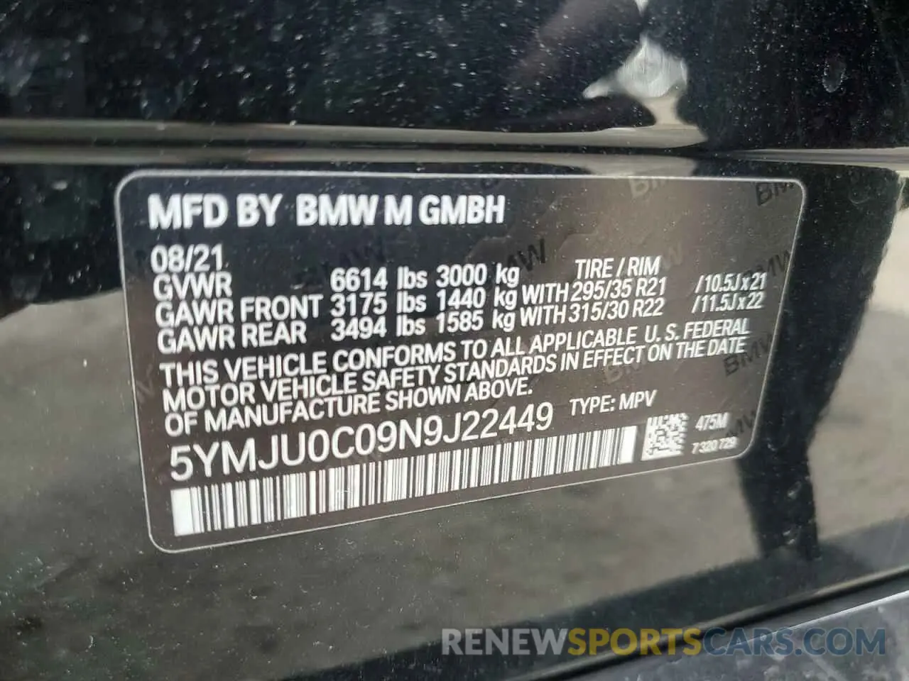 14 fotografías del automóvil dañado 5YMJU0C09N9J22449 BMW X5 2022