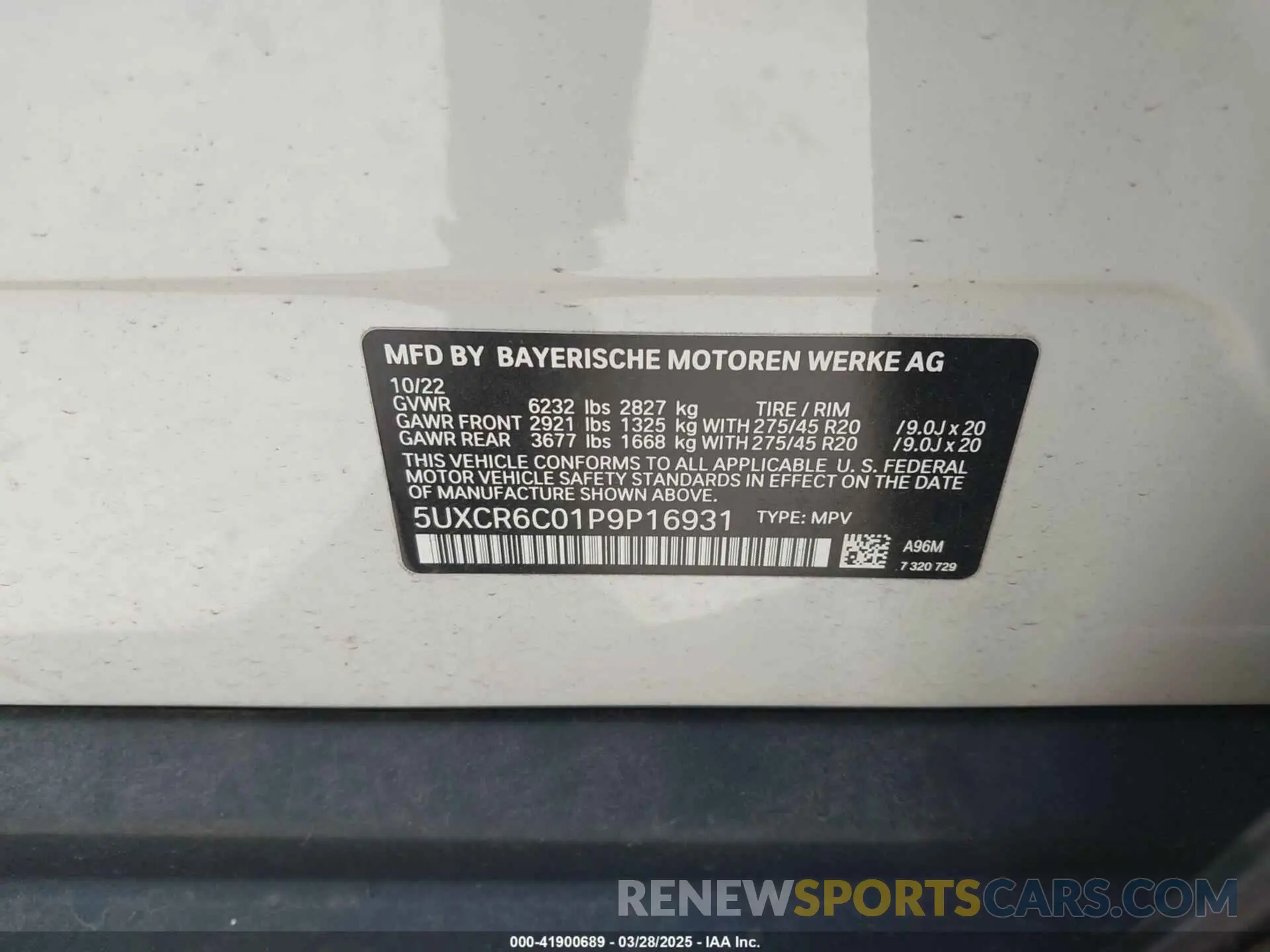 9 fotografías del automóvil dañado 5UXCR6C01P9P16931 BMW X5 2023