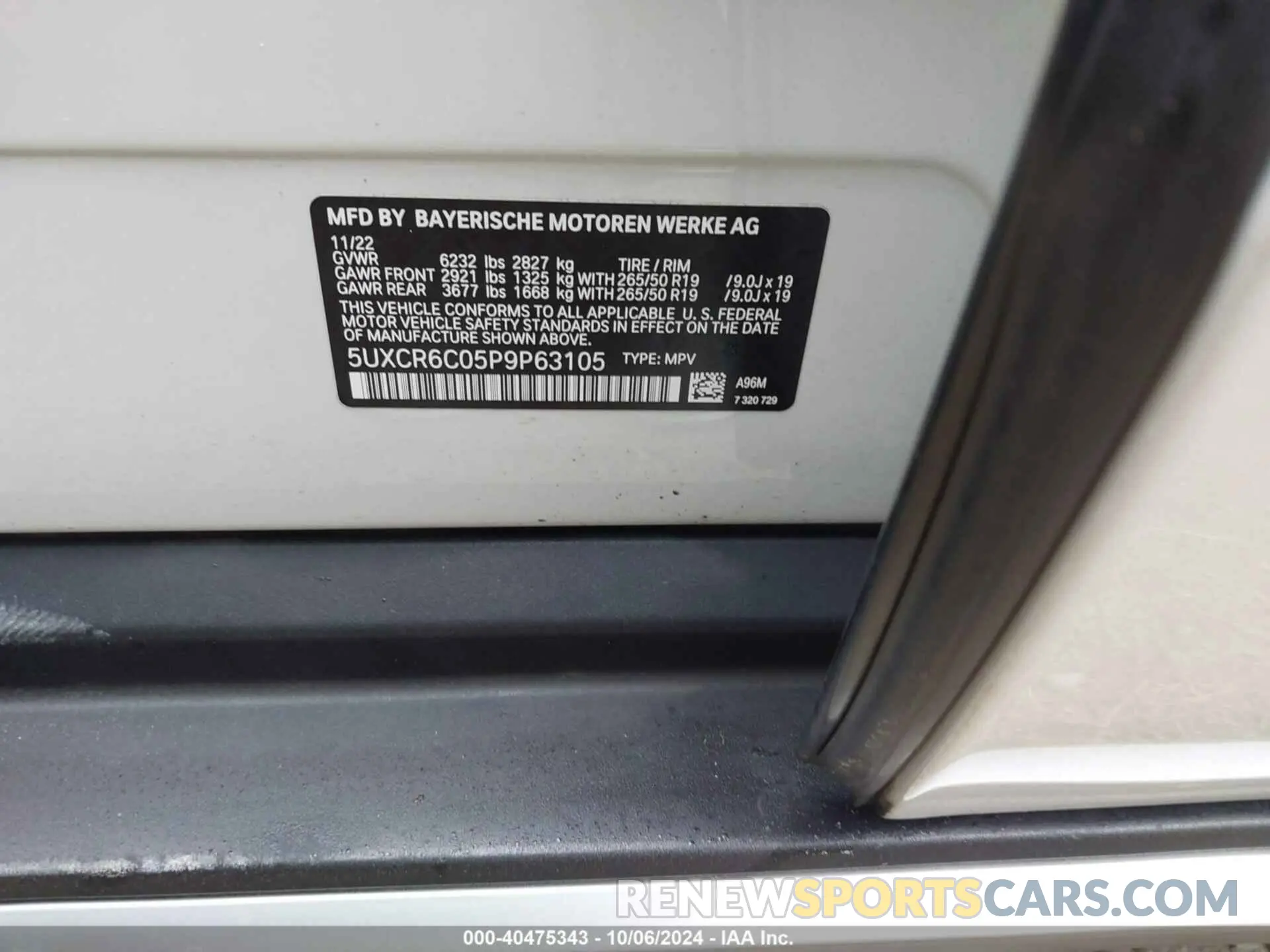 9 fotografías del automóvil dañado 5UXCR6C05P9P63105 BMW X5 2023