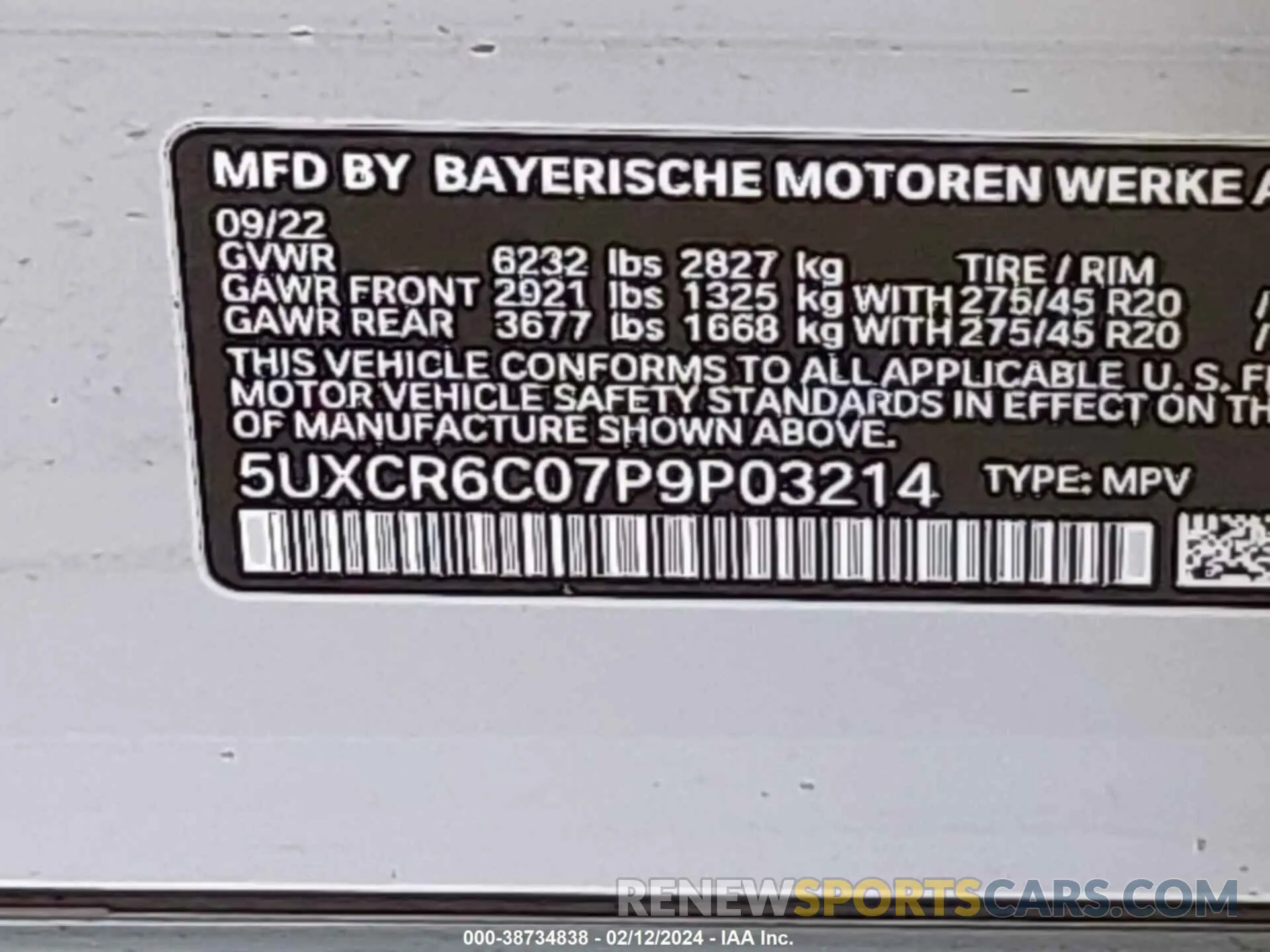 9 fotografías del automóvil dañado 5UXCR6C07P9P03214 BMW X5 2023