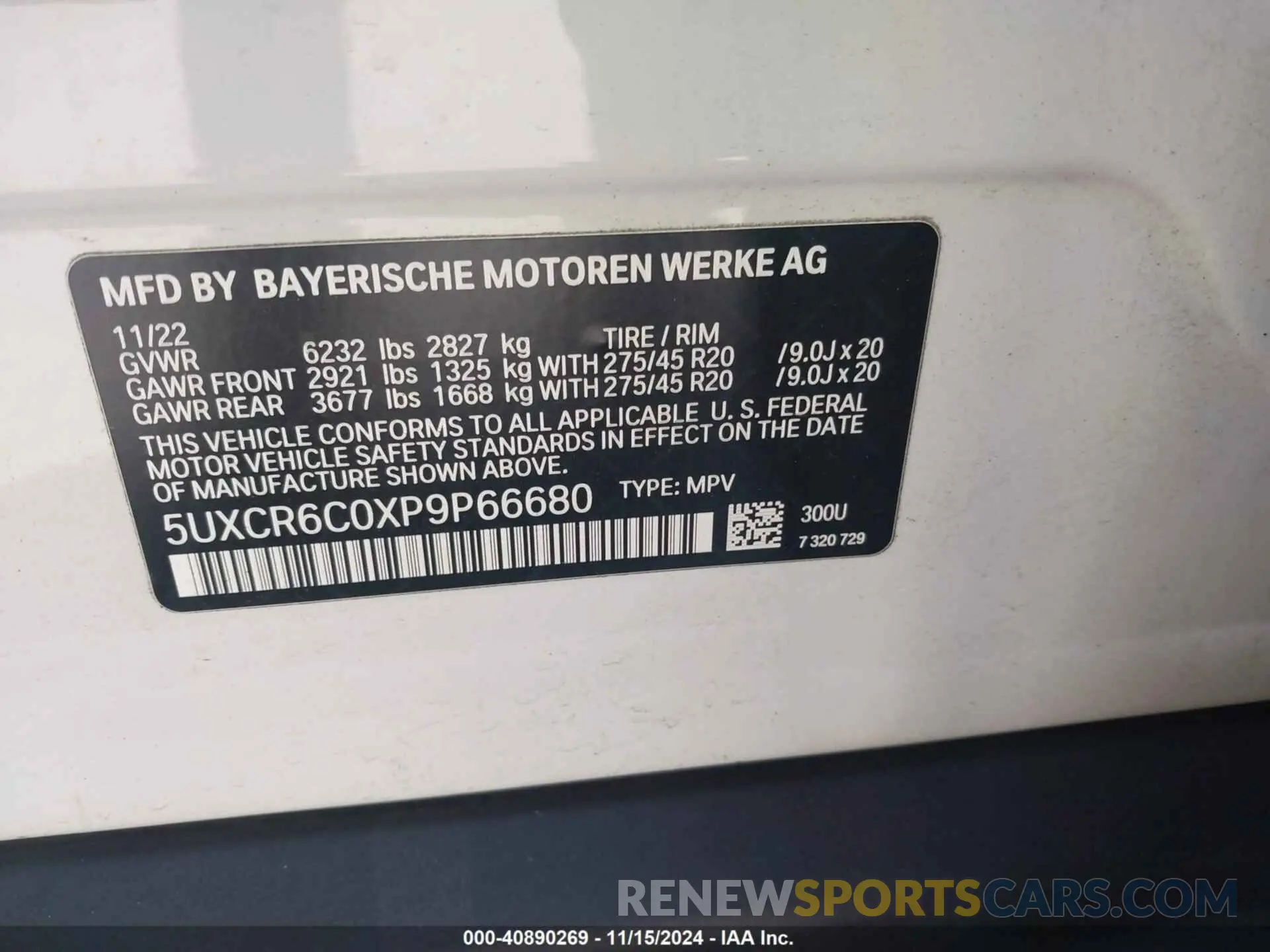 9 fotografías del automóvil dañado 5UXCR6C0XP9P66680 BMW X5 2023