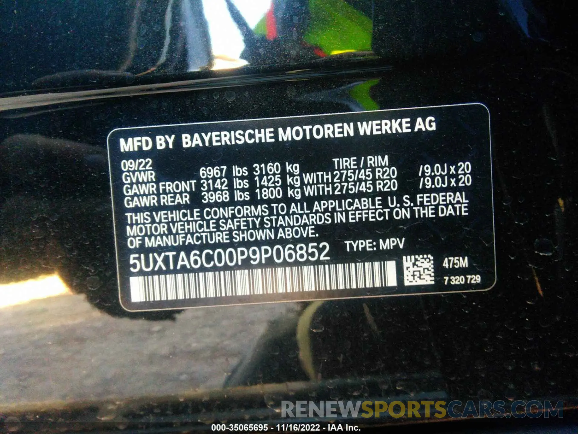 9 fotografías del automóvil dañado 5UXTA6C00P9P06852 BMW X5 2023