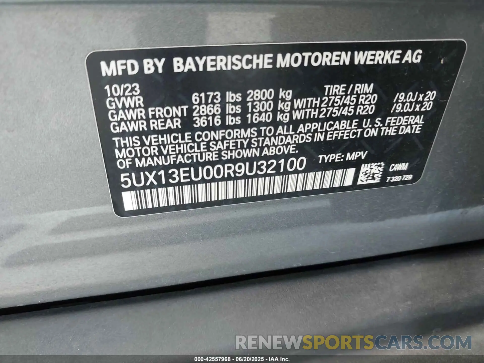9 fotografías del automóvil dañado 5UX13EU00R9U32100 BMW X5 2024