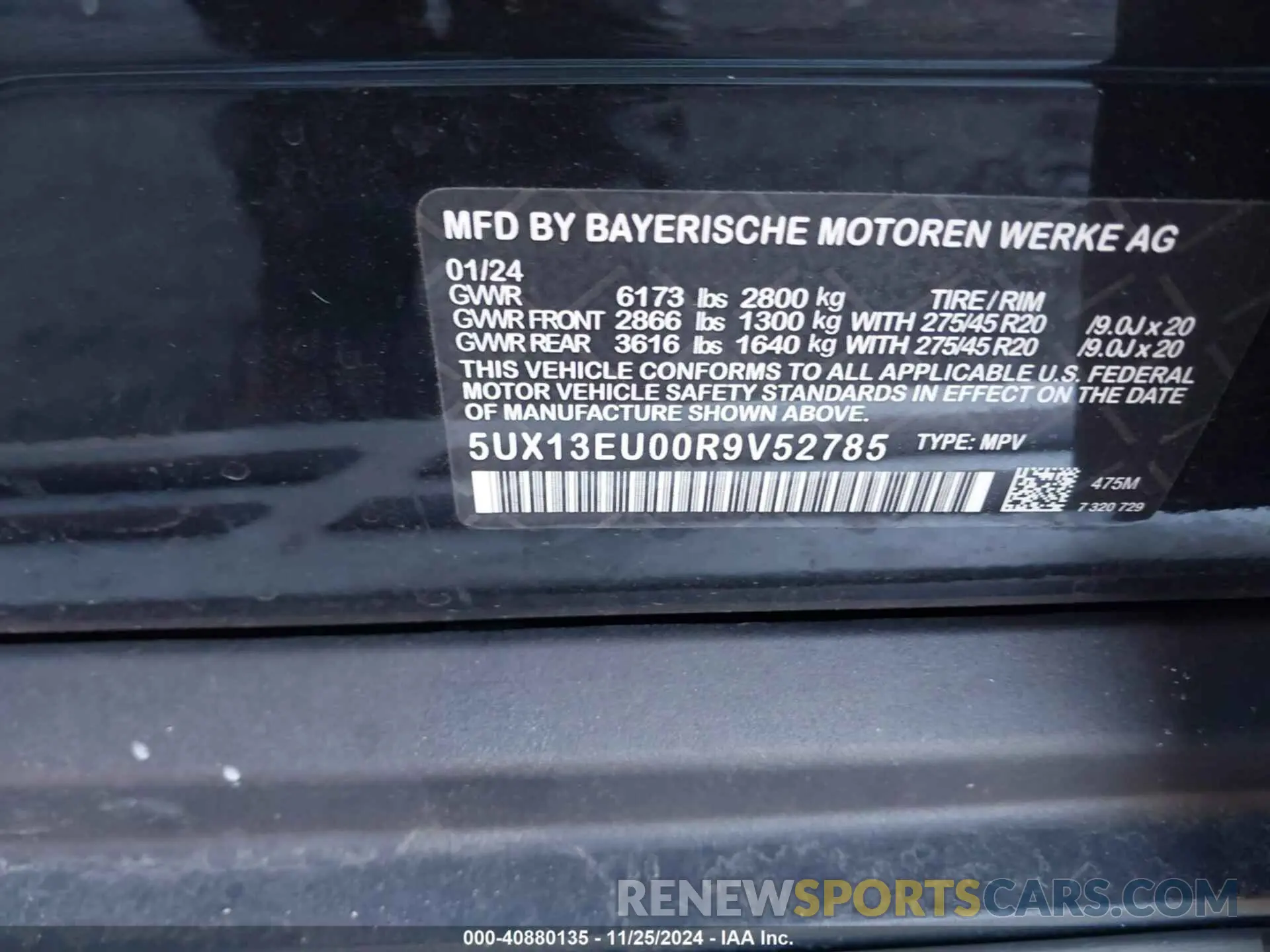 9 fotografías del automóvil dañado 5UX13EU00R9V52785 BMW X5 2024
