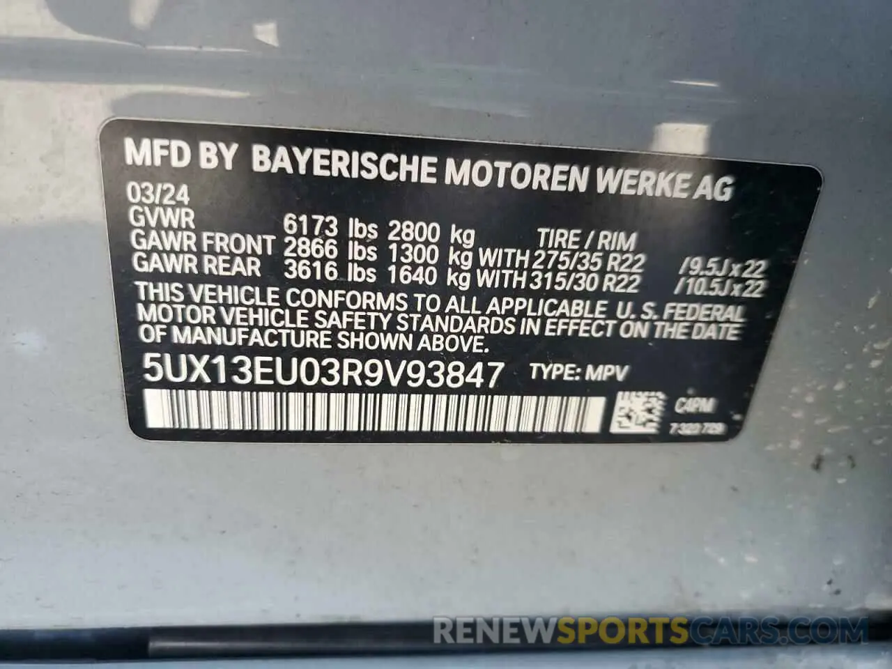 14 fotografías del automóvil dañado 5UX13EU03R9V93847 BMW X5 2024
