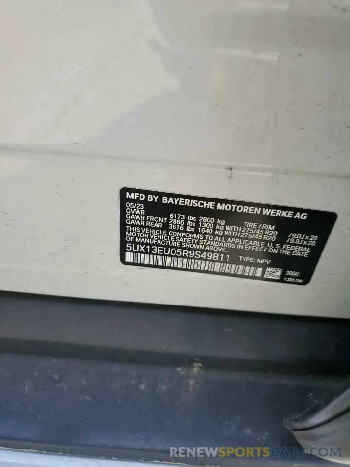 14 fotografías del automóvil dañado 5UX13EU05R9S49811 BMW X5 2024