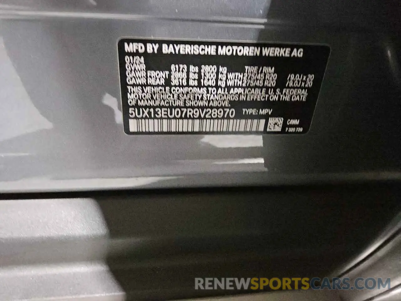 14 fotografías del automóvil dañado 5UX13EU07R9V28970 BMW X5 2024