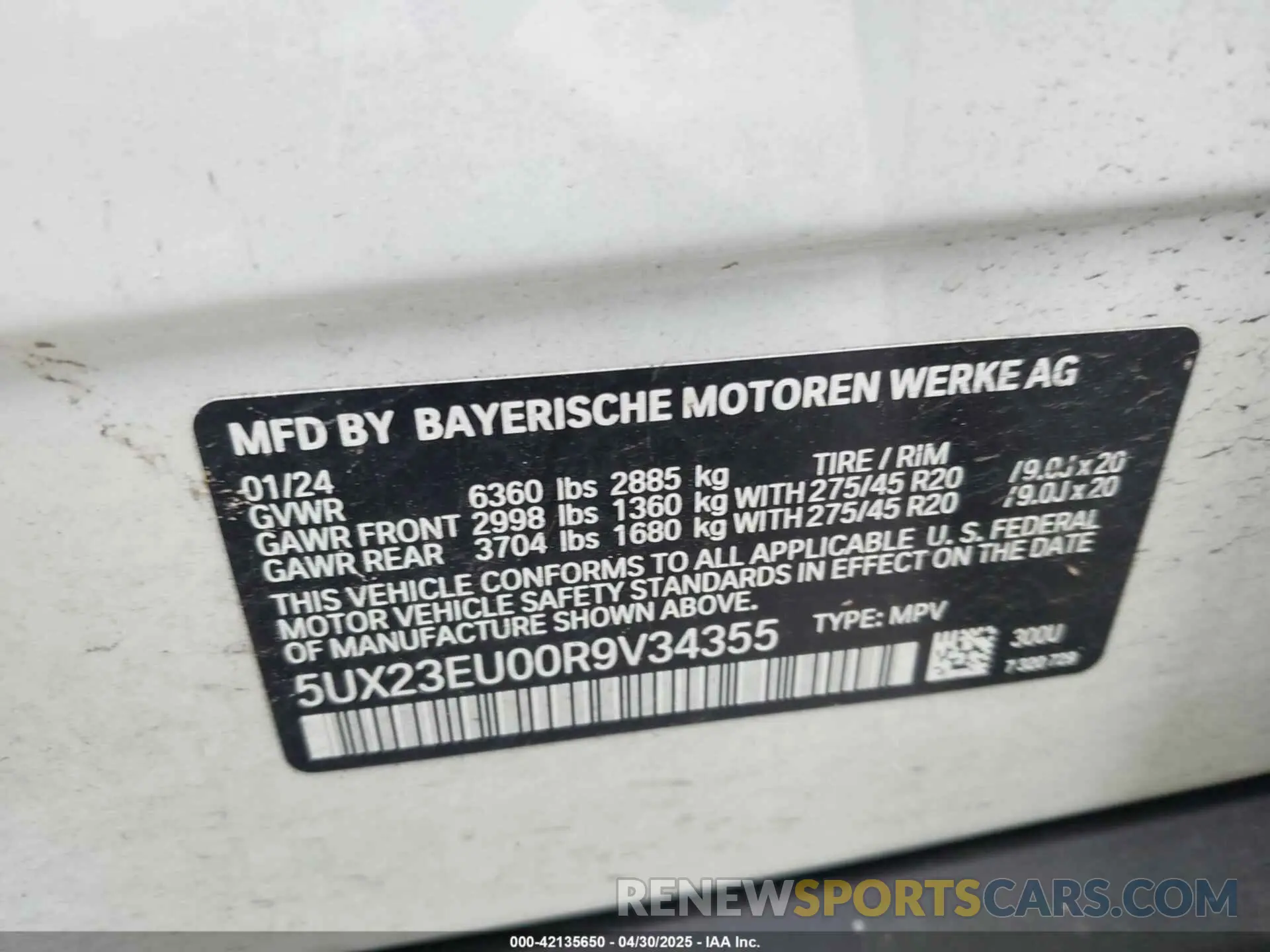 9 fotografías del automóvil dañado 5UX23EU00R9V34355 BMW X5 2024