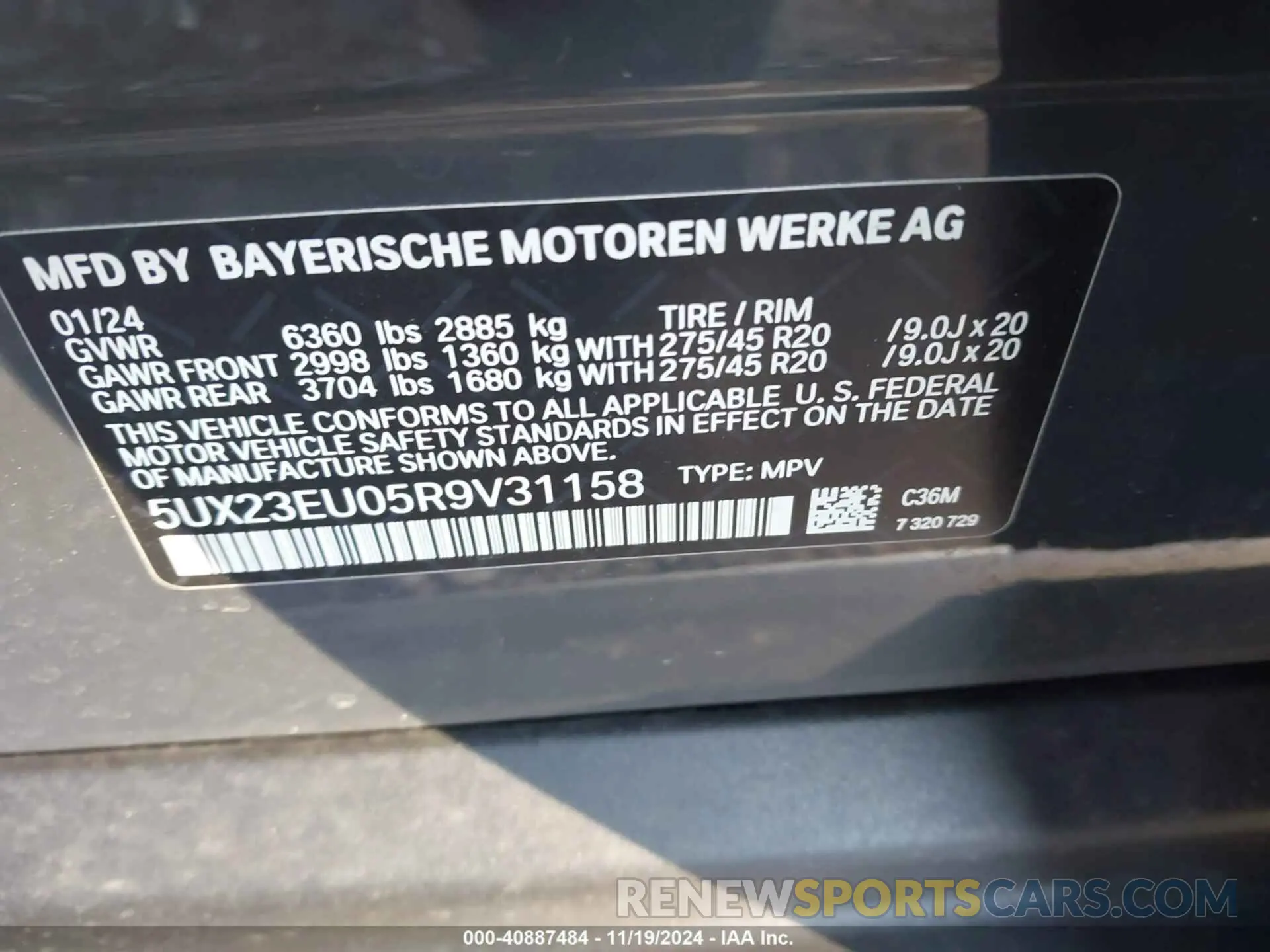9 fotografías del automóvil dañado 5UX23EU05R9V31158 BMW X5 2024