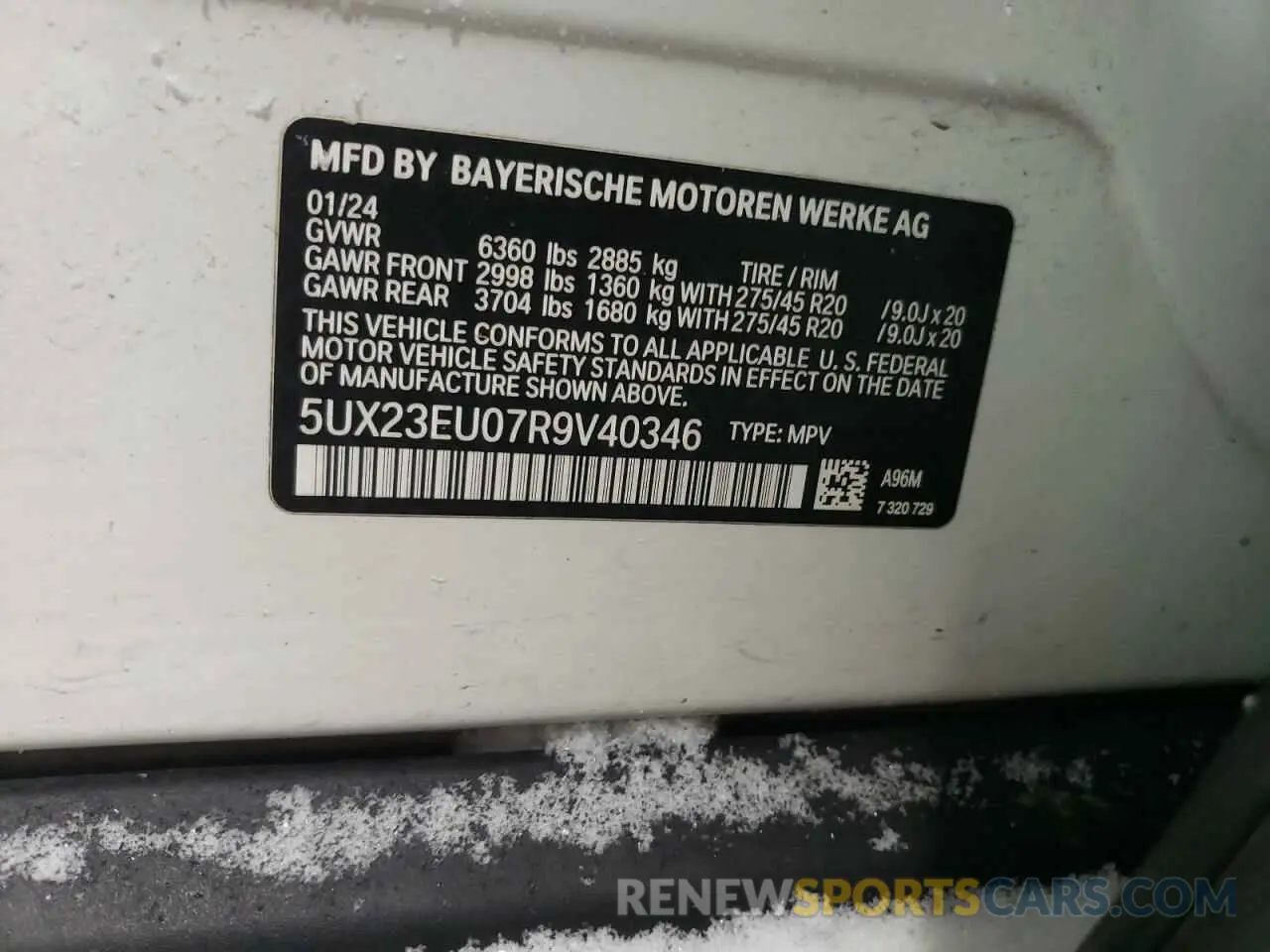 12 fotografías del automóvil dañado 5UX23EU07R9V40346 BMW X5 2024