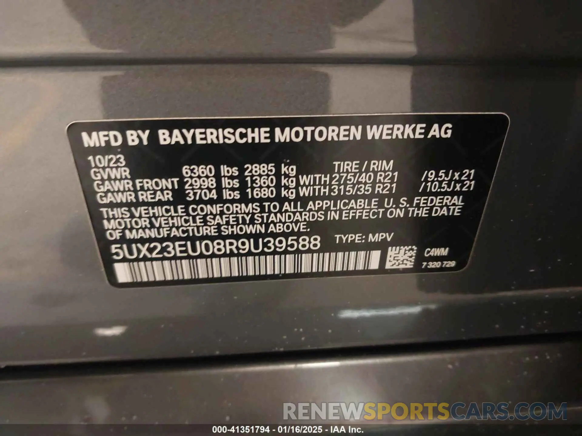 9 fotografías del automóvil dañado 5UX23EU08R9U39588 BMW X5 2024