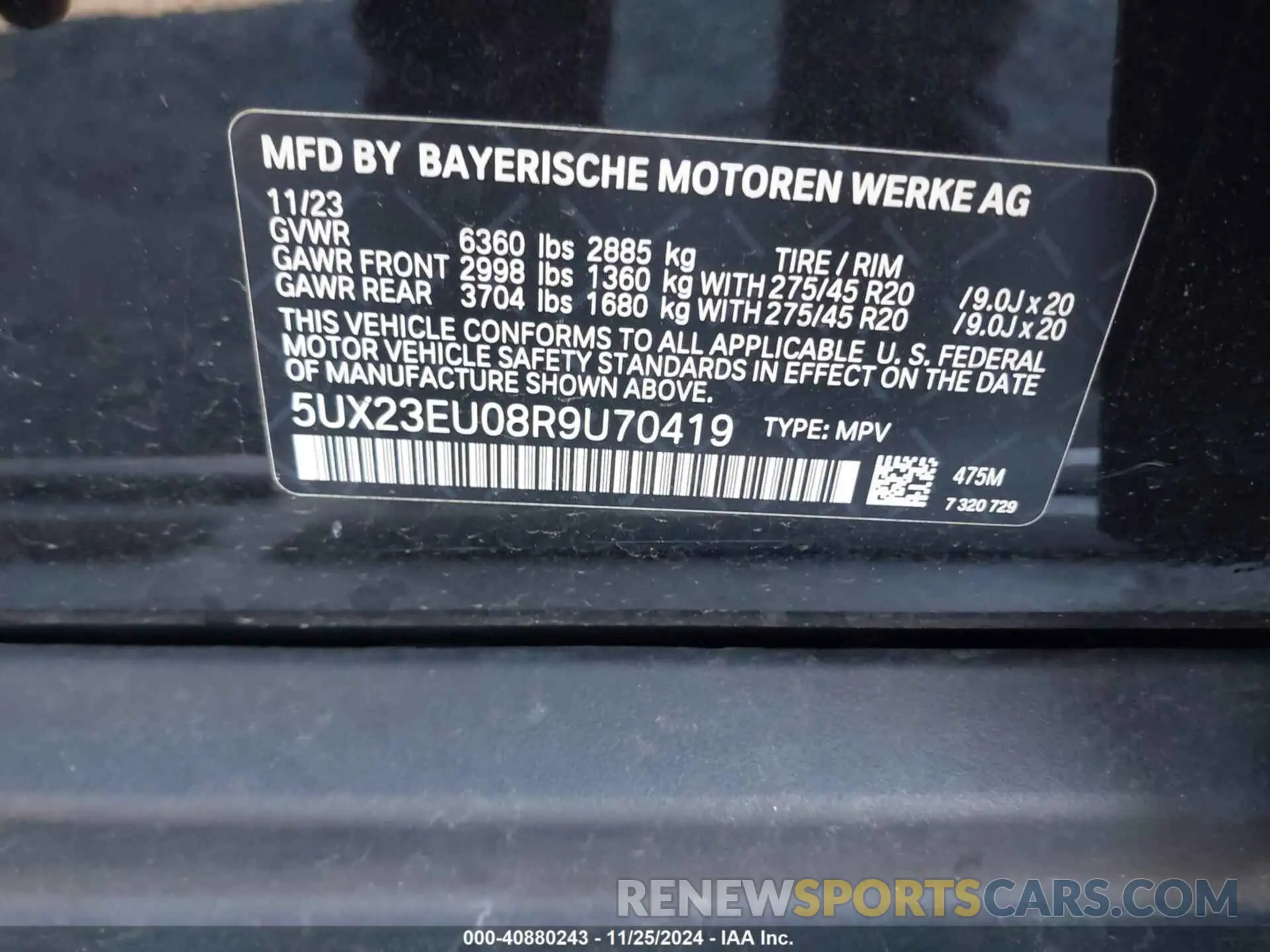 9 fotografías del automóvil dañado 5UX23EU08R9U70419 BMW X5 2024