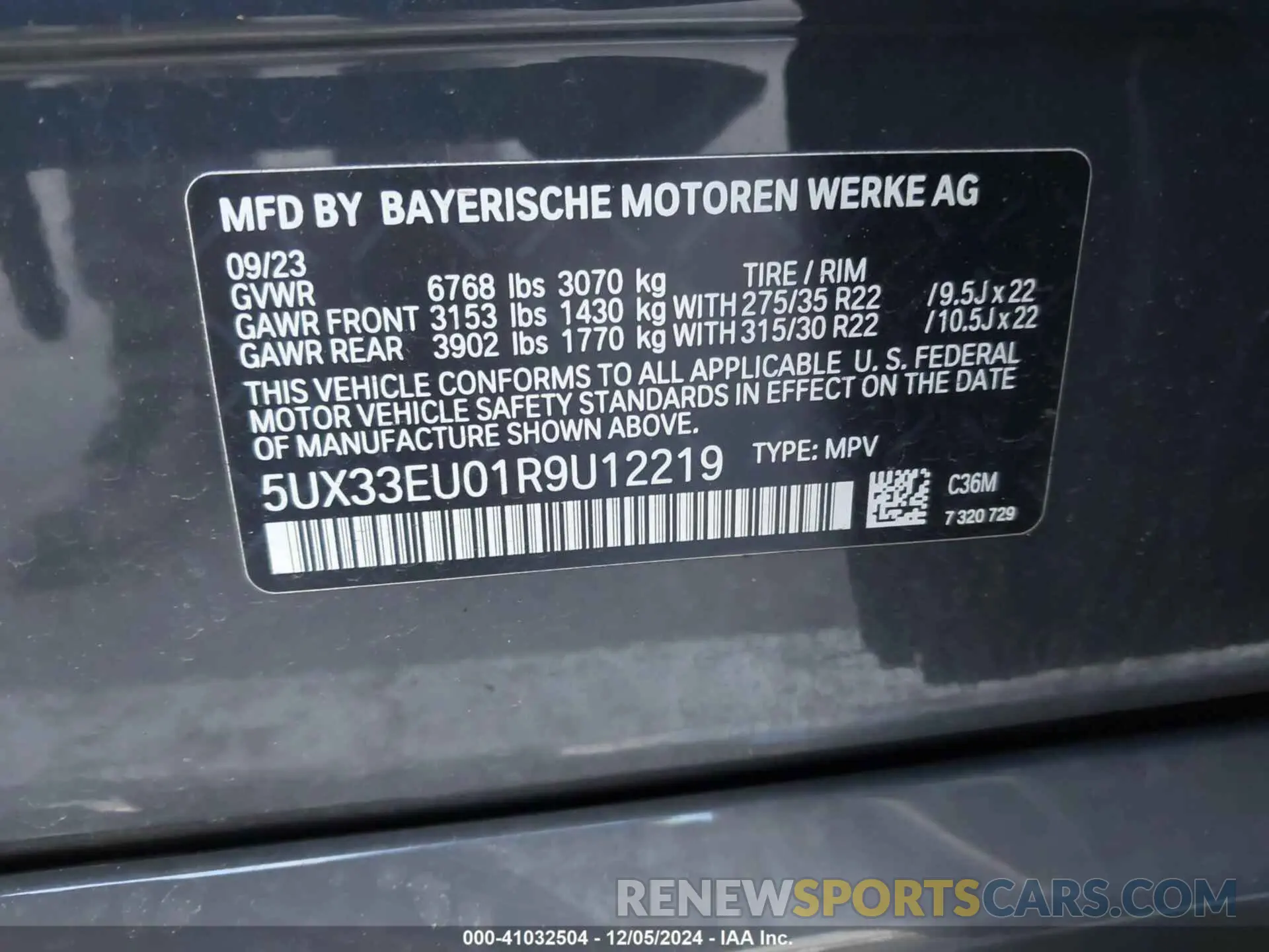 9 fotografías del automóvil dañado 5UX33EU01R9U12219 BMW X5 2024