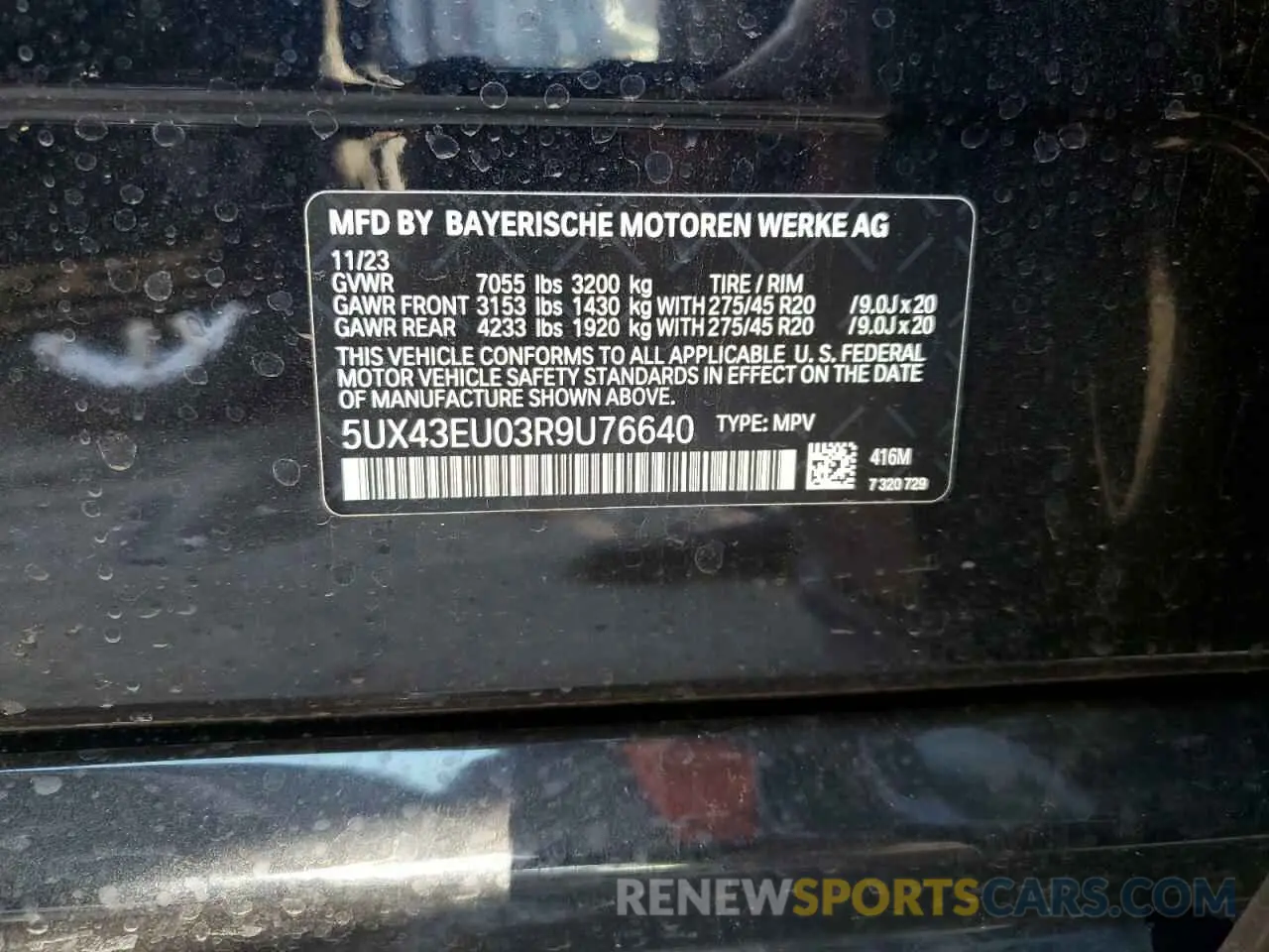 14 fotografías del automóvil dañado 5UX43EU03R9U76640 BMW X5 2024