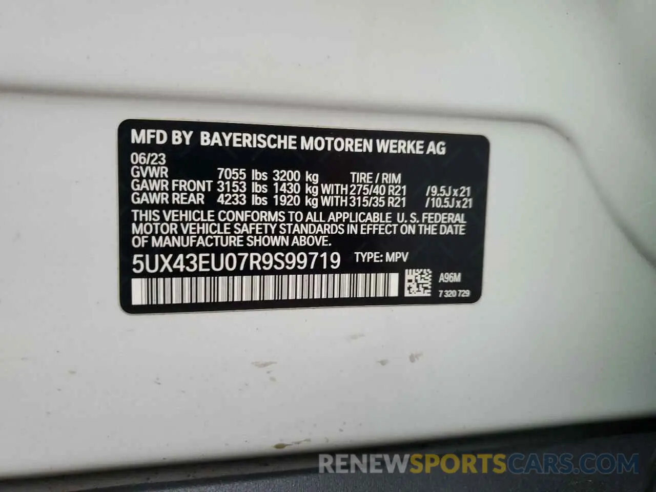14 fotografías del automóvil dañado 5UX43EU07R9S99719 BMW X5 2024