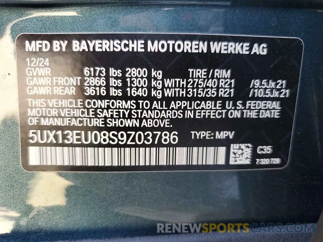 13 fotografías del automóvil dañado 5UX13EU08S9Z03786 BMW X5 2025