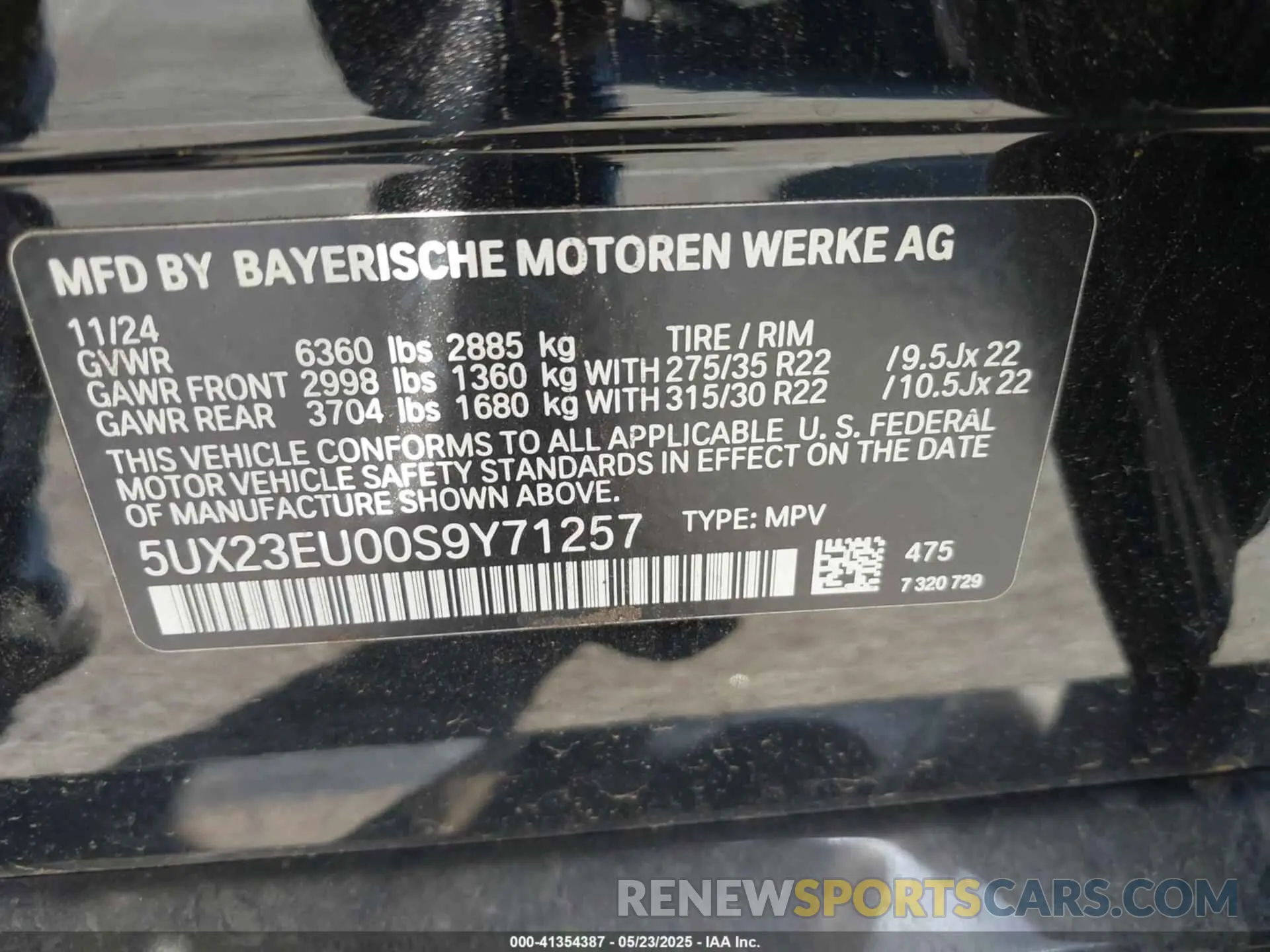 9 fotografías del automóvil dañado 5UX23EU00S9Y71257 BMW X5 2025