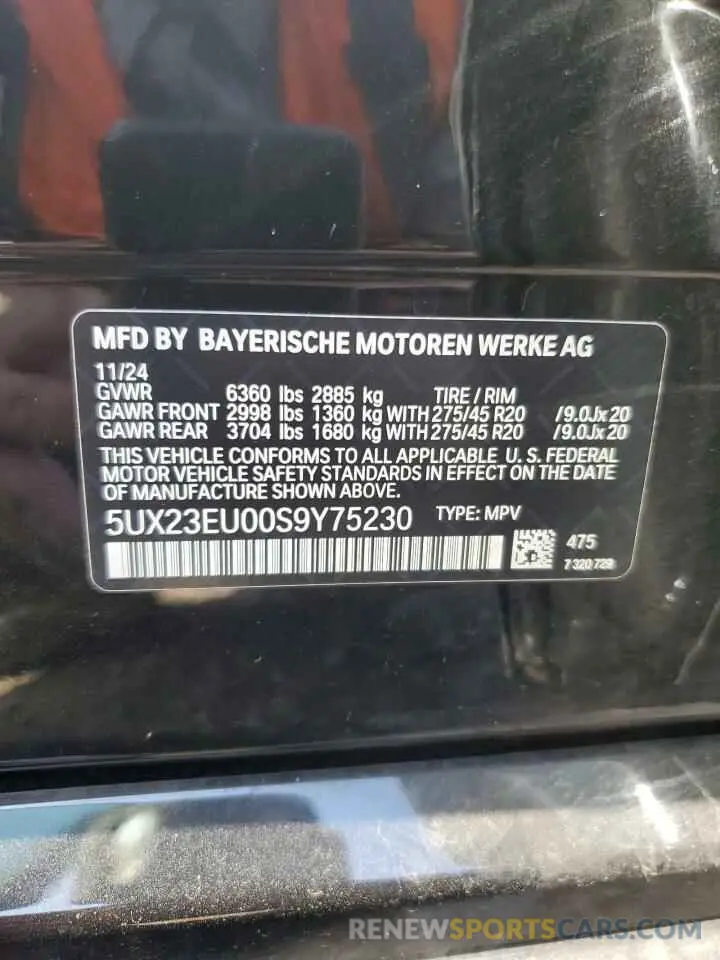 12 fotografías del automóvil dañado 5UX23EU00S9Y75230 BMW X5 2025