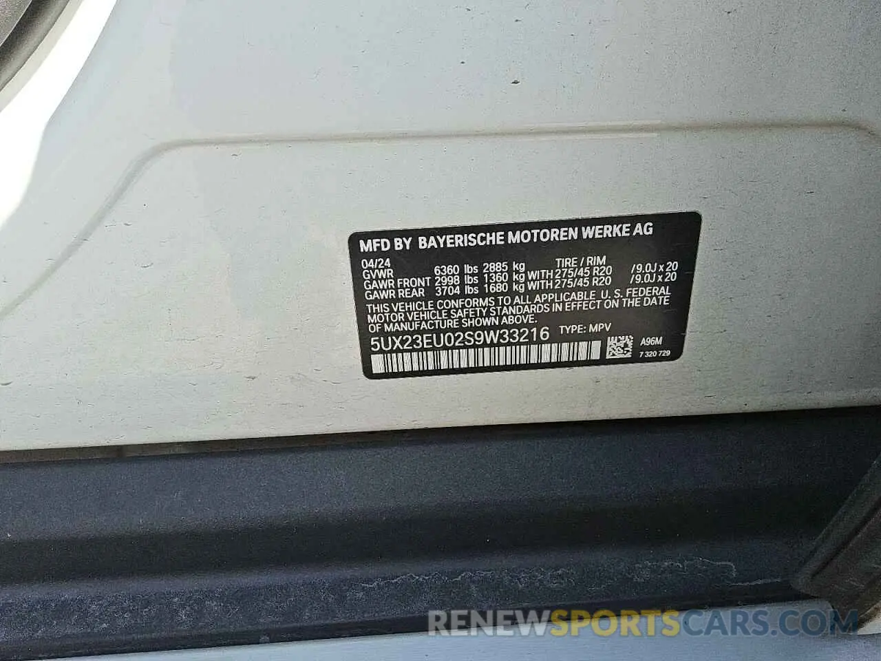 12 fotografías del automóvil dañado 5UX23EU02S9W33216 BMW X5 2025
