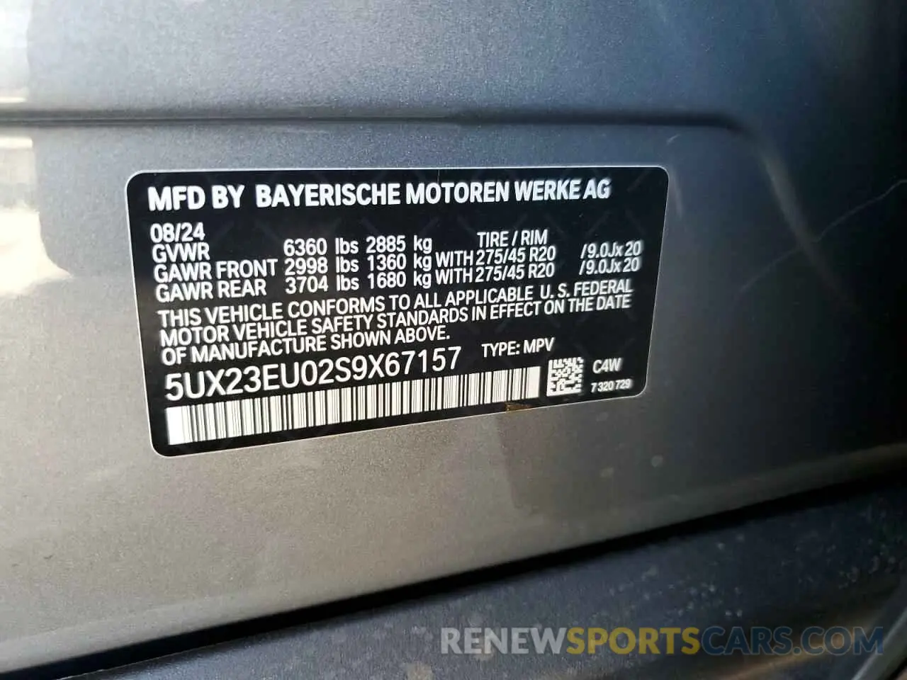 13 fotografías del automóvil dañado 5UX23EU02S9X67157 BMW X5 2025
