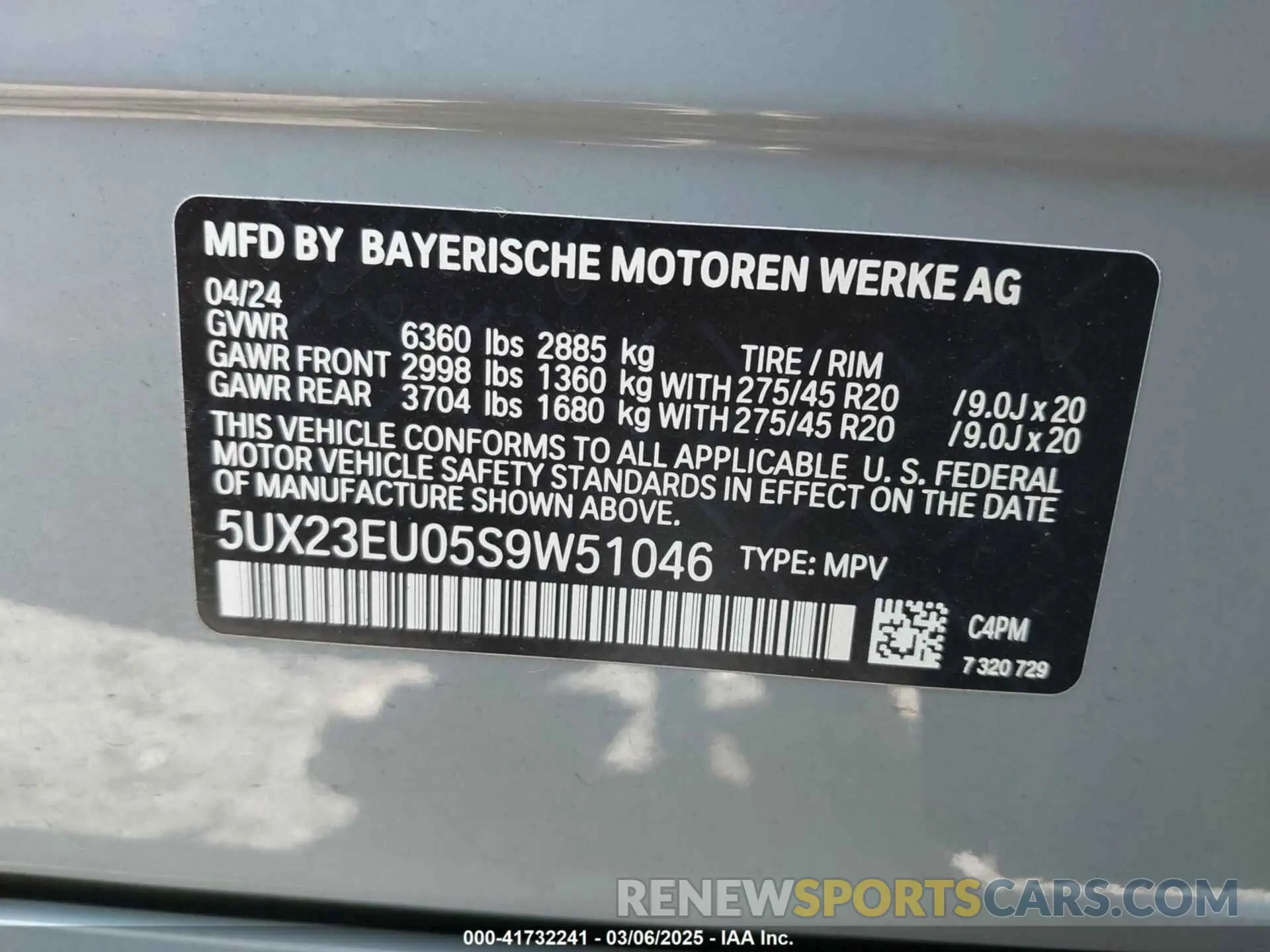 9 fotografías del automóvil dañado 5UX23EU05S9W51046 BMW X5 2025