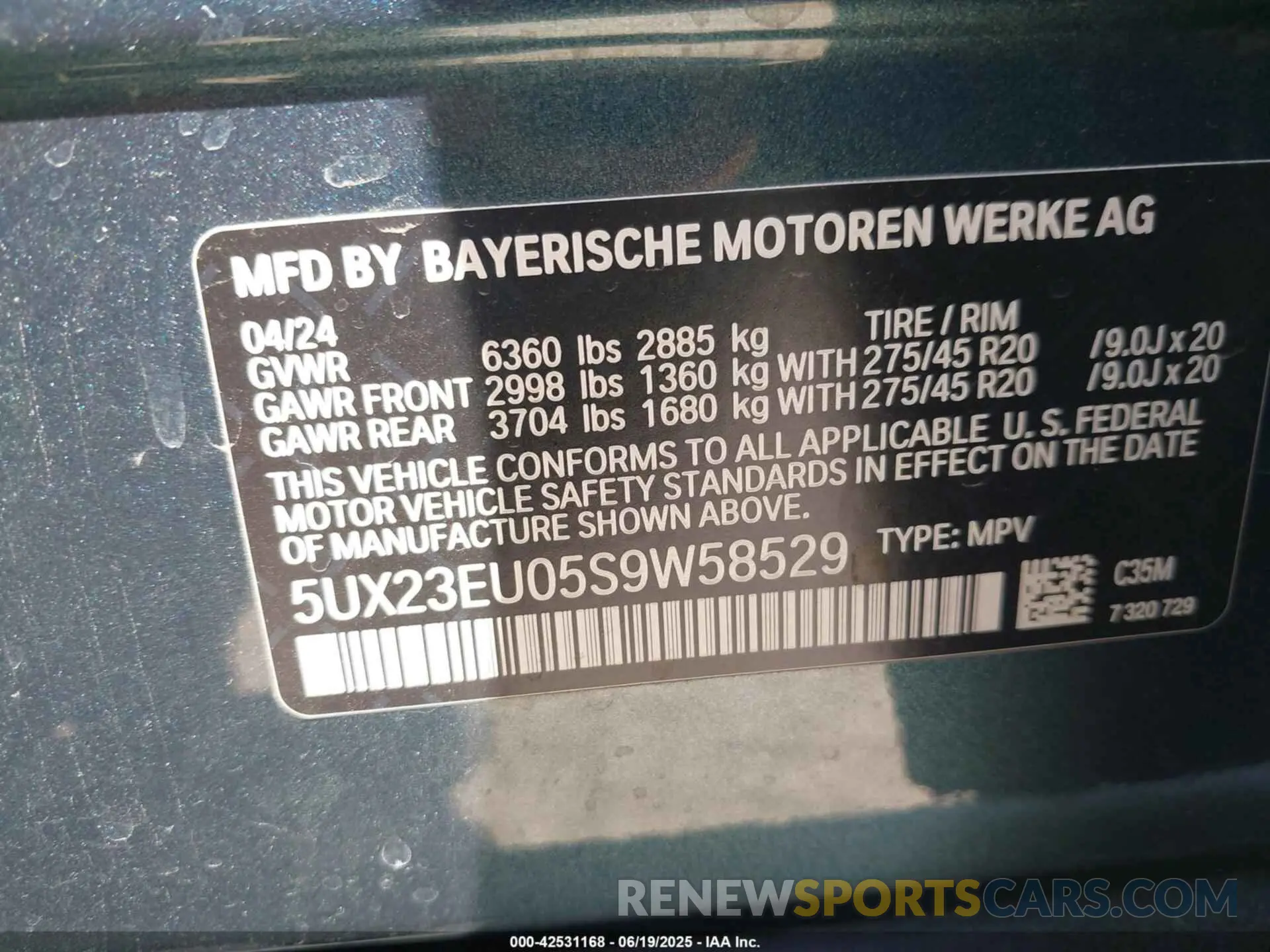 9 fotografías del automóvil dañado 5UX23EU05S9W58529 BMW X5 2025