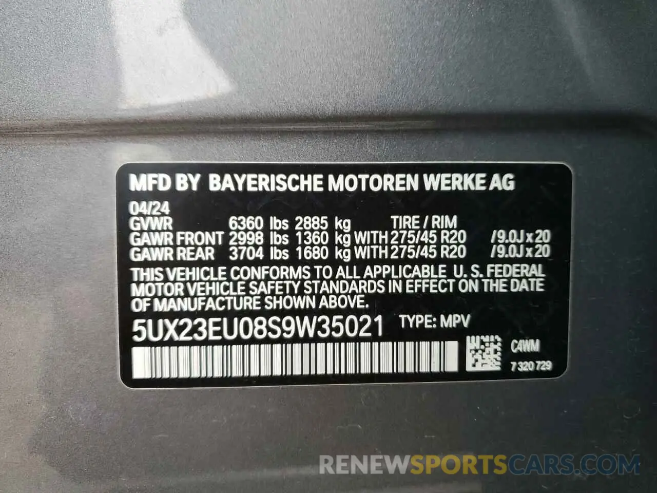 13 fotografías del automóvil dañado 5UX23EU08S9W35021 BMW X5 2025