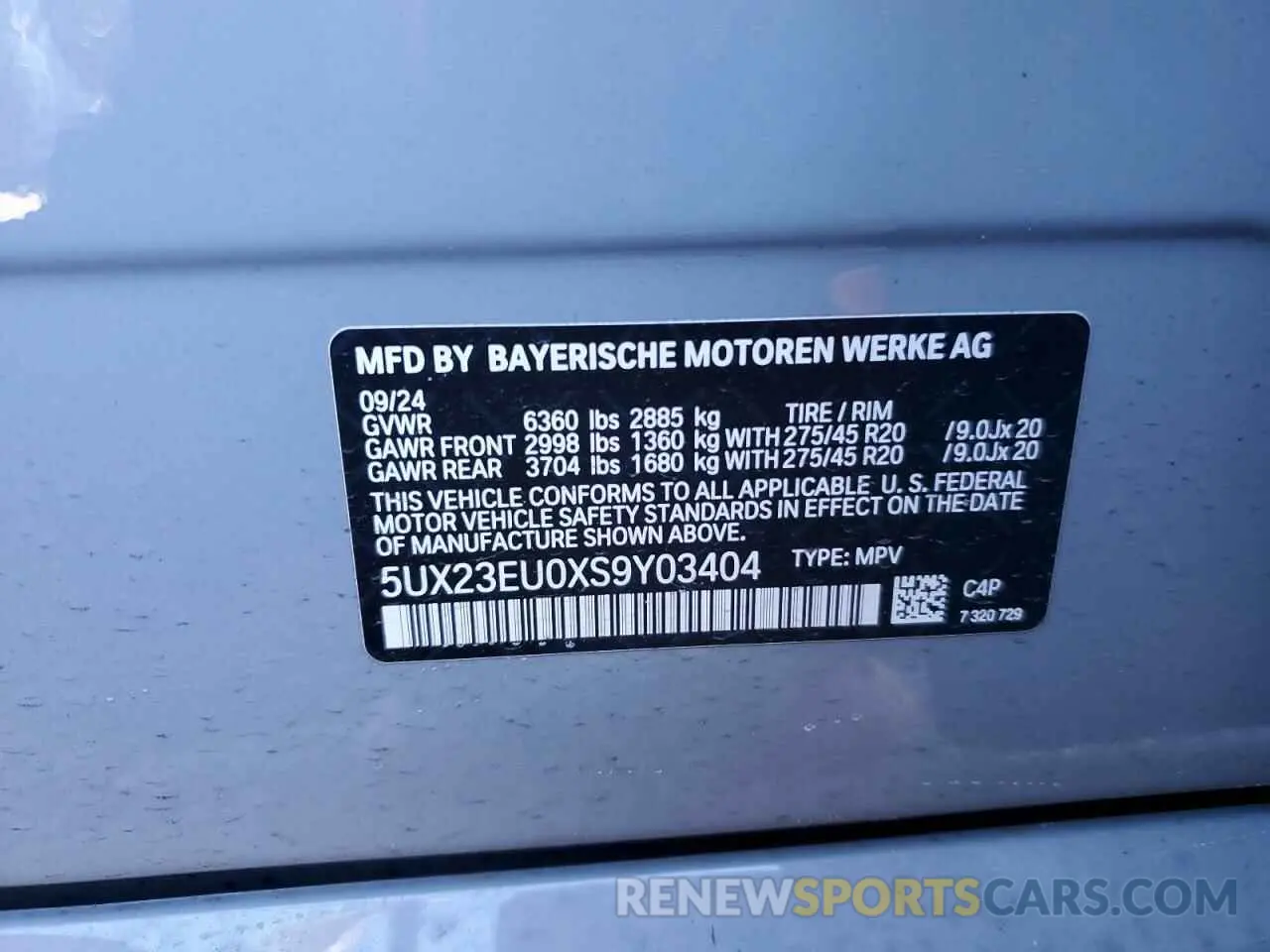 13 fotografías del automóvil dañado 5UX23EU0XS9Y03404 BMW X5 2025