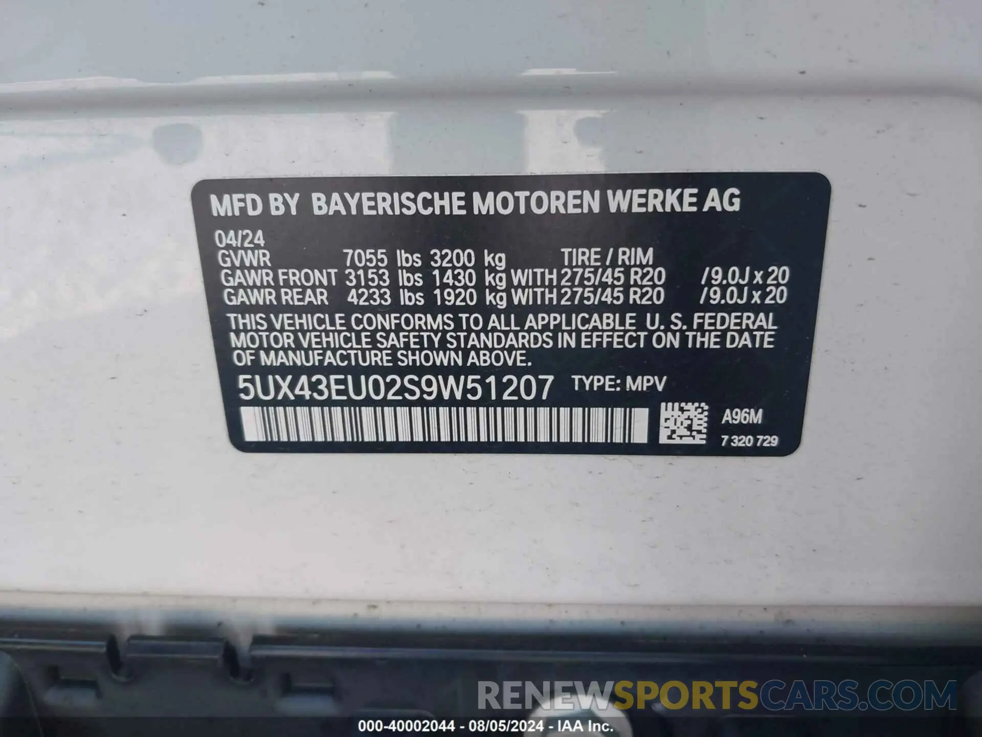 9 fotografías del automóvil dañado 5UX43EU02S9W51207 BMW X5 2025