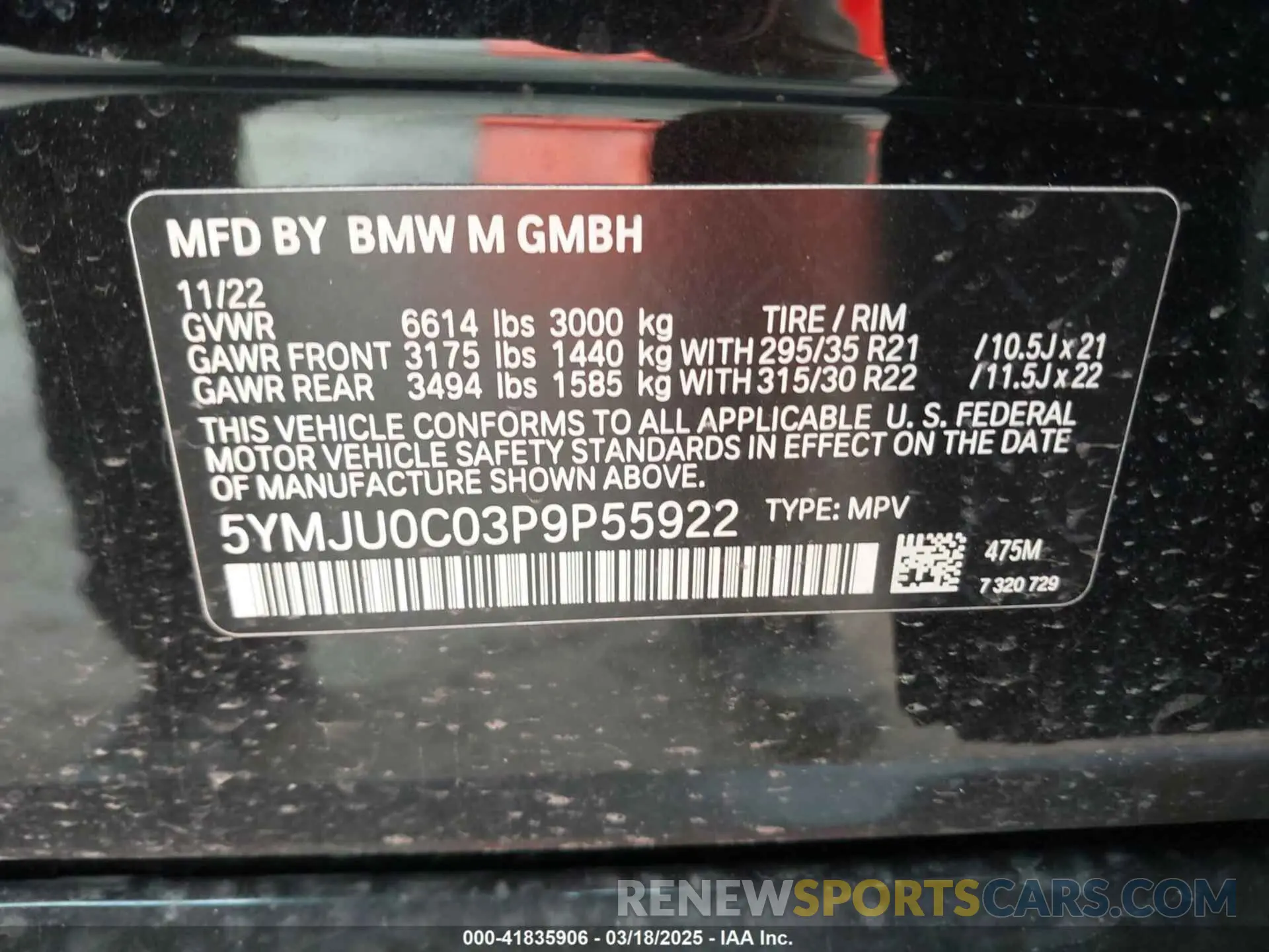 9 fotografías del automóvil dañado 5YMJU0C03P9P55922 BMW X5 M 2023