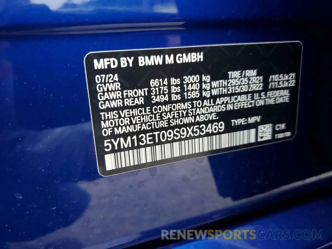 13 fotografías del automóvil dañado 5YM13ET09S9X53469 BMW X5 M COMPE 2025