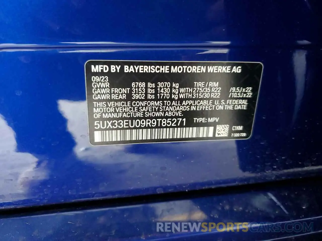 13 fotografías del automóvil dañado 5UX33EU09R9T85271 BMW X5 M60I 2024