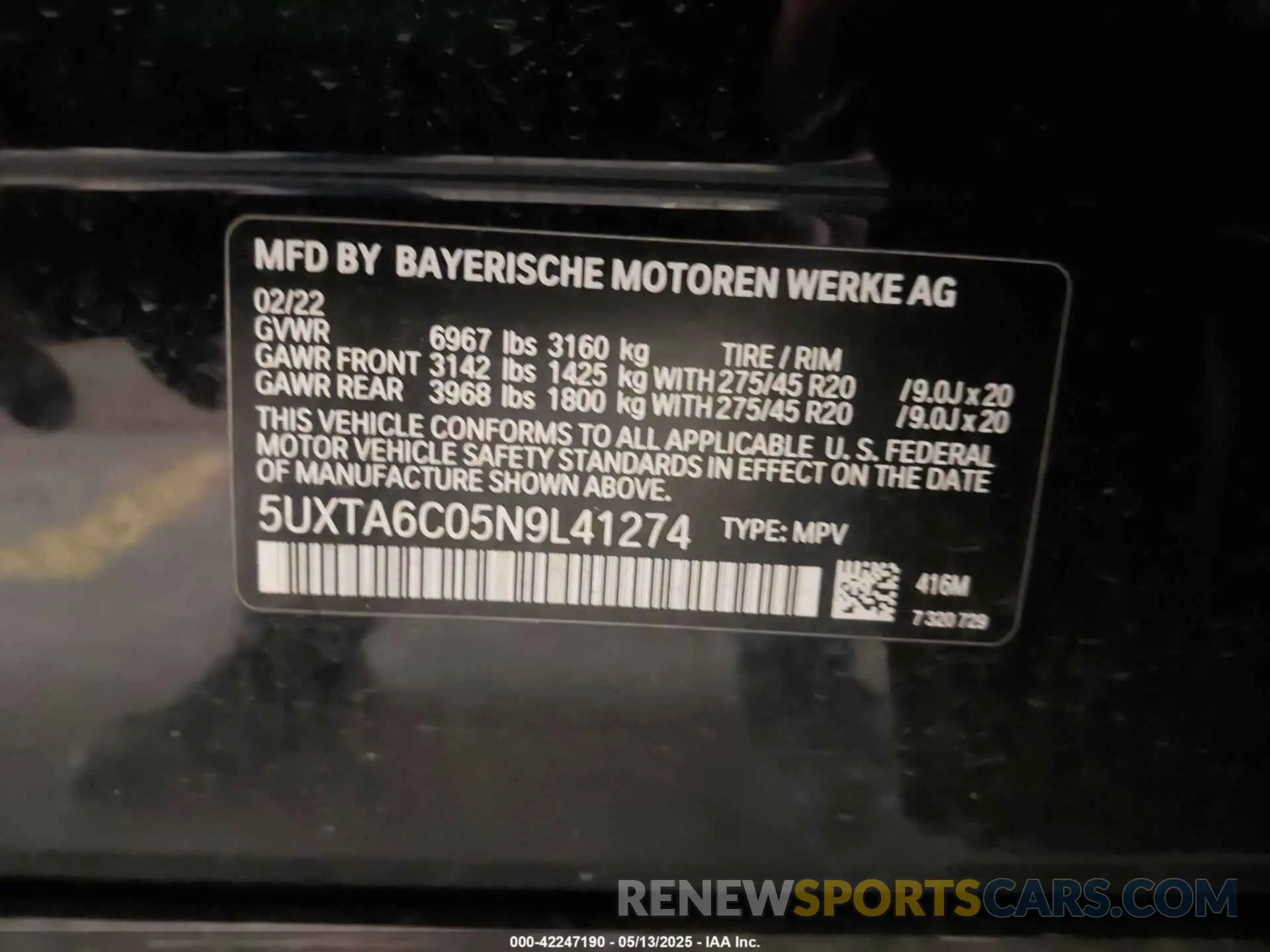 9 fotografías del automóvil dañado 5UXTA6C05N9L41274 BMW X5 PHEV 2022