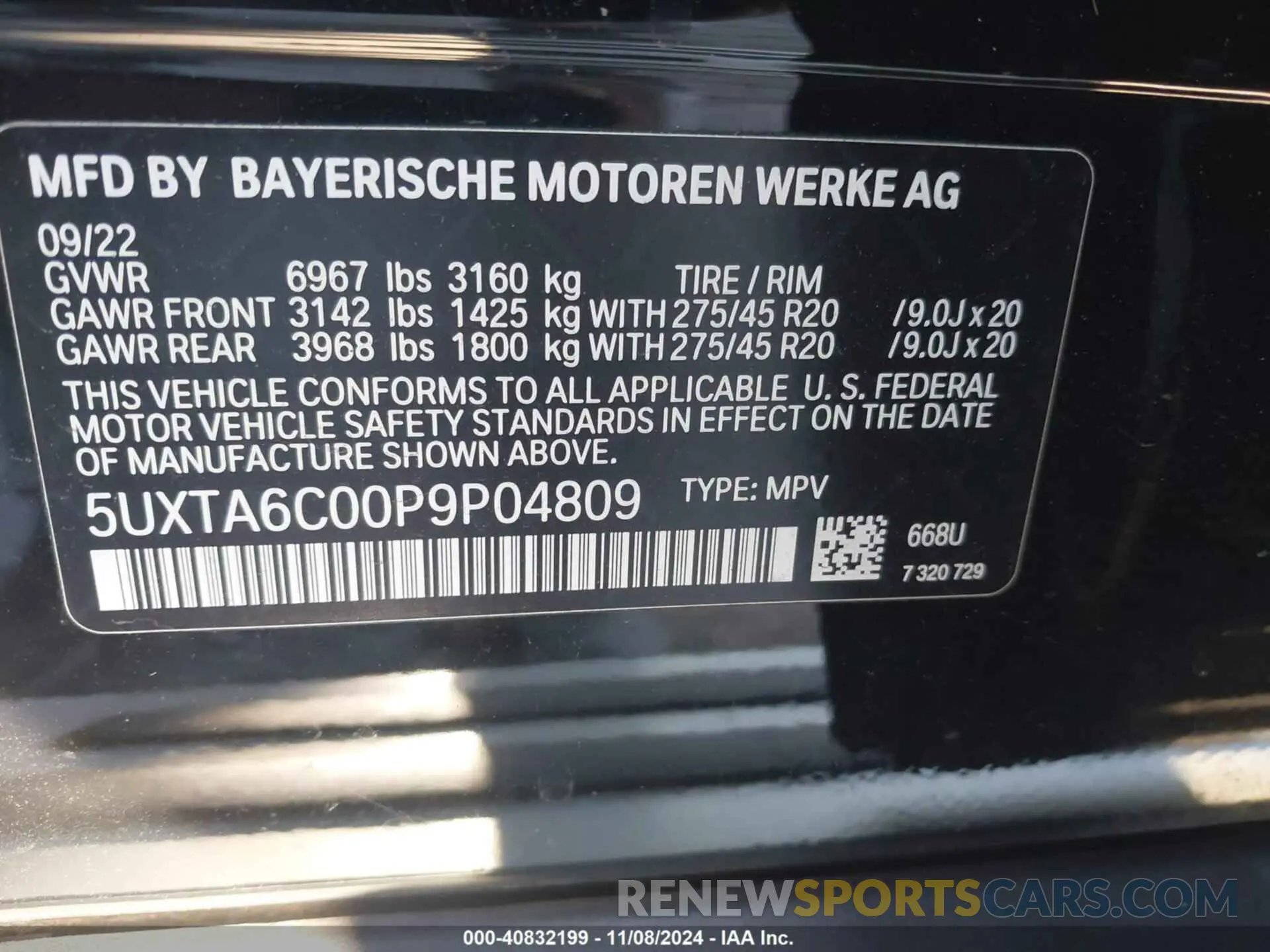 9 fotografías del automóvil dañado 5UXTA6C00P9P04809 BMW X5 PHEV 2023