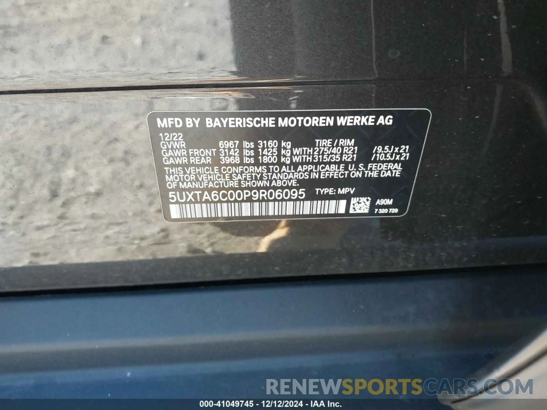 9 fotografías del automóvil dañado 5UXTA6C00P9R06095 BMW X5 PHEV 2023