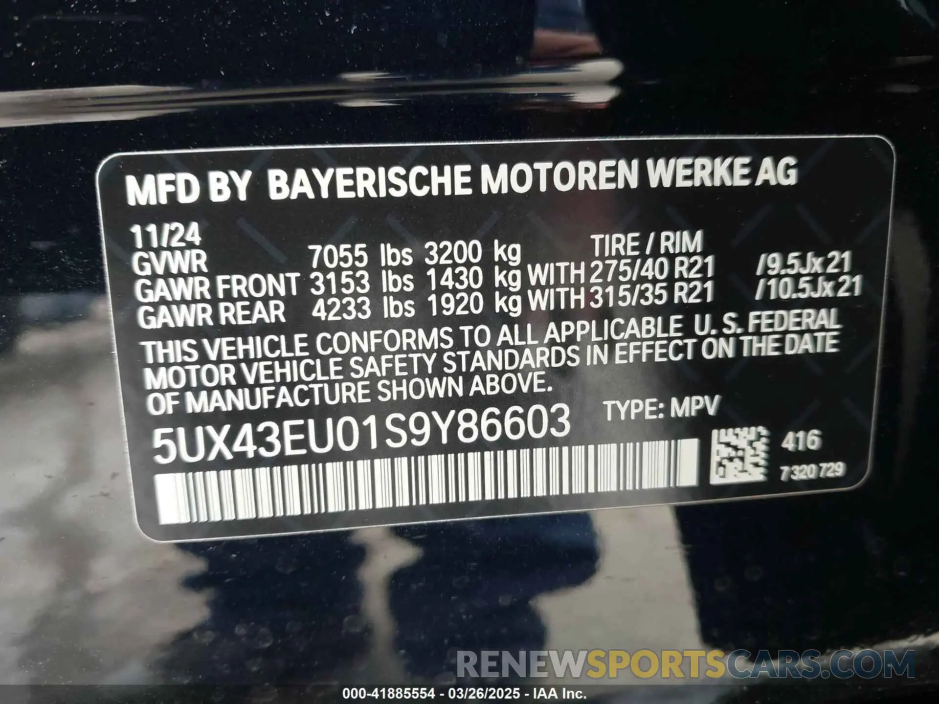 9 fotografías del automóvil dañado 5UX43EU01S9Y86603 BMW X5 PHEV 2025