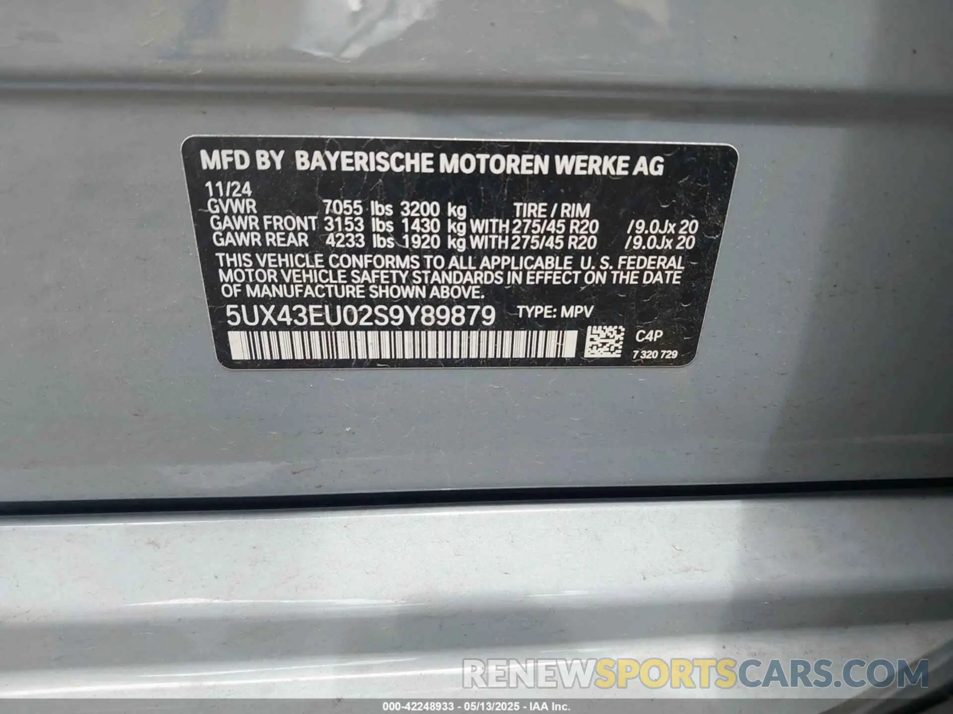 9 fotografías del automóvil dañado 5UX43EU02S9Y89879 BMW X5 PHEV 2025