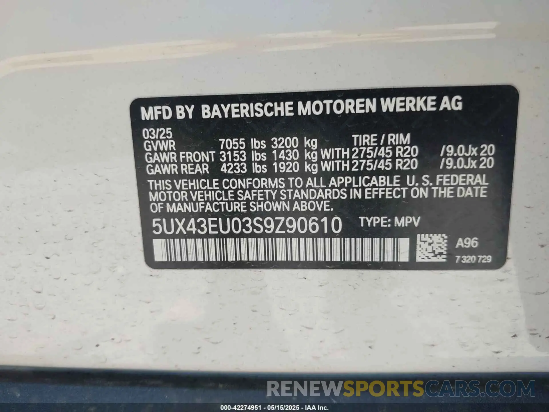 9 fotografías del automóvil dañado 5UX43EU03S9Z90610 BMW X5 PHEV 2025