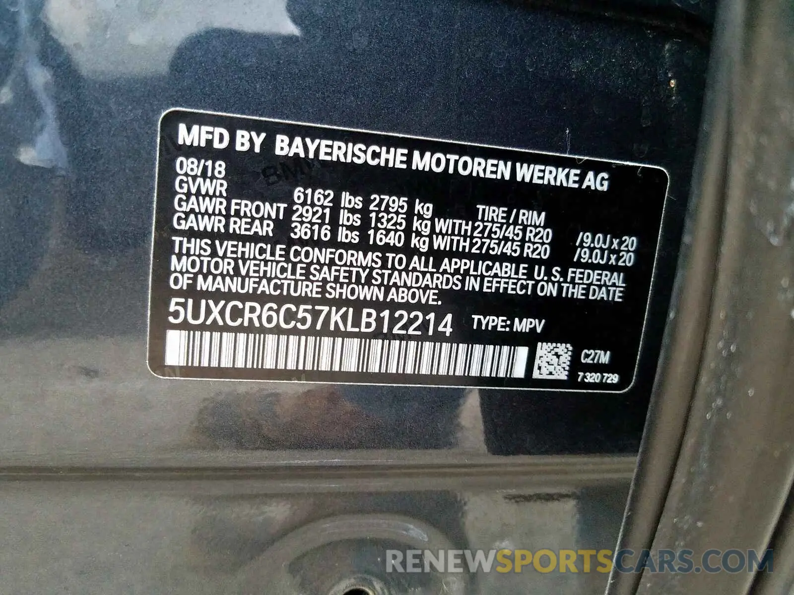 10 fotografías del automóvil dañado 5UXCR6C57KLB12214 BMW X5 XDRIVE4 2019