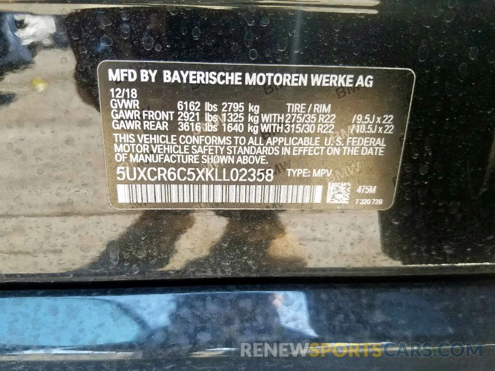 10 fotografías del automóvil dañado 5UXCR6C5XKLL02358 BMW X5 XDRIVE4 2019