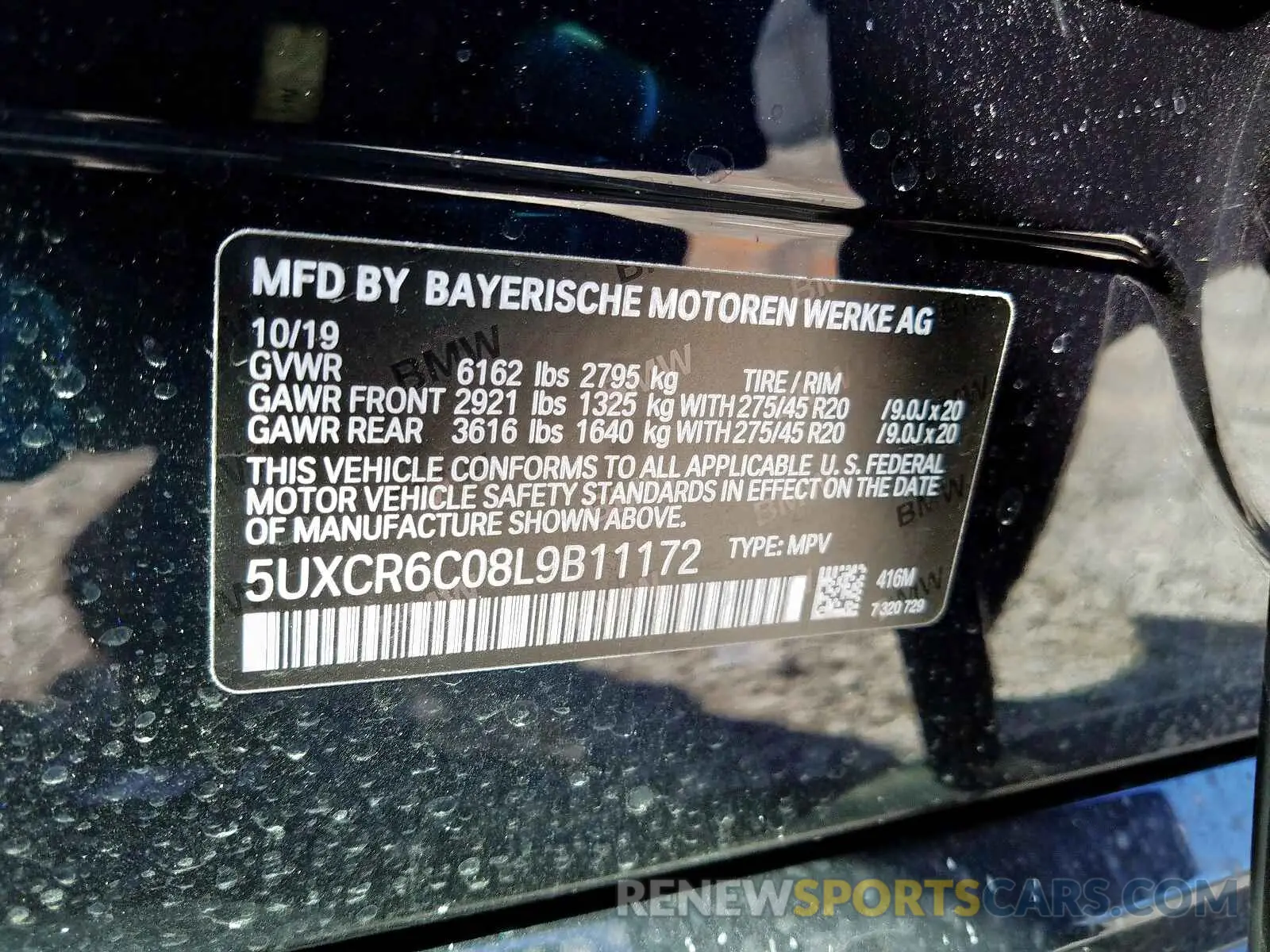 10 fotografías del automóvil dañado 5UXCR6C08L9B11172 BMW X5 XDRIVE4 2020
