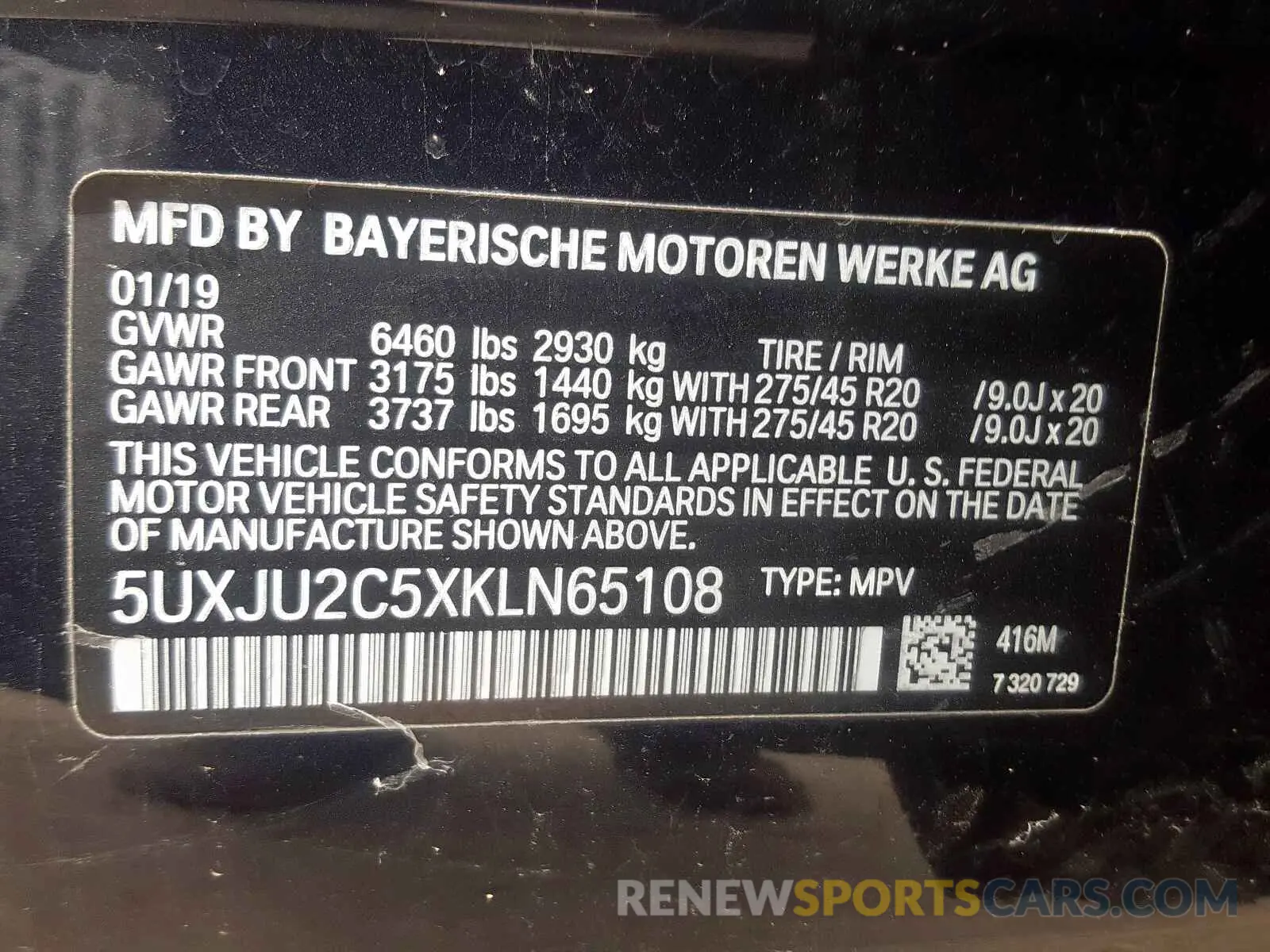 10 fotografías del automóvil dañado 5UXJU2C5XKLN65108 BMW X5 XDRIVE5 2019