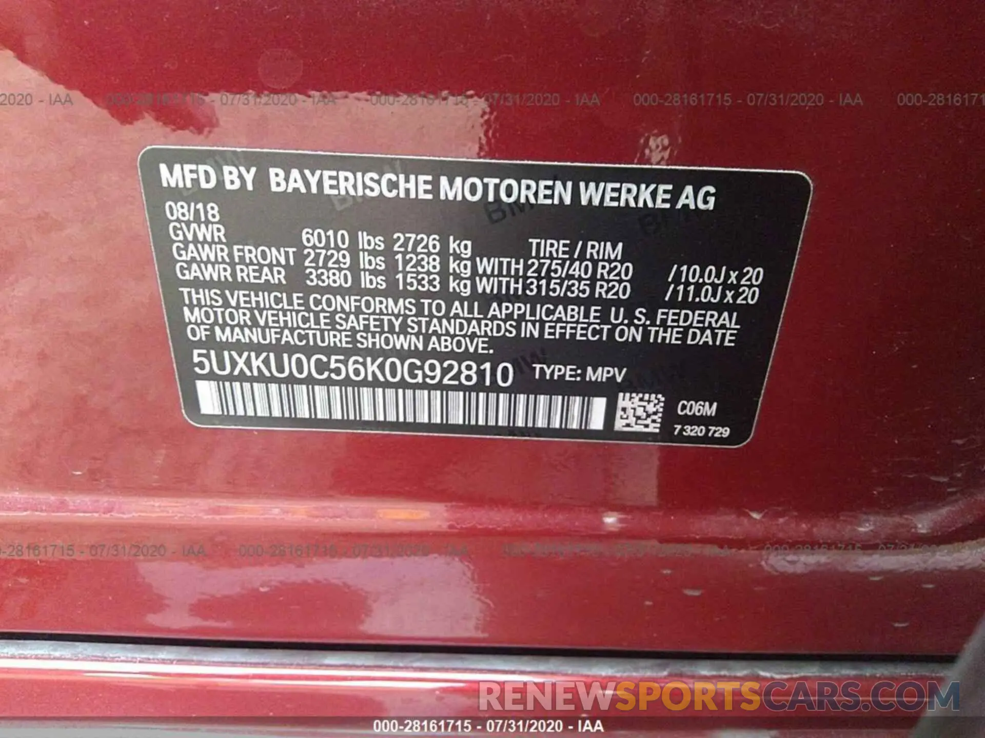 9 fotografías del automóvil dañado 5UXKU0C56K0G92810 BMW X6 2019