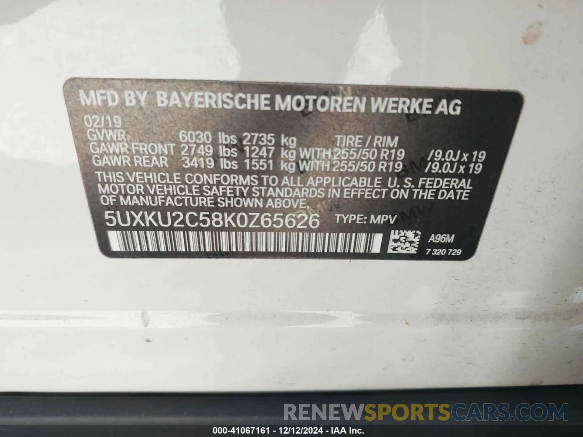 9 fotografías del automóvil dañado 5UXKU2C58K0Z65626 BMW X6 2019