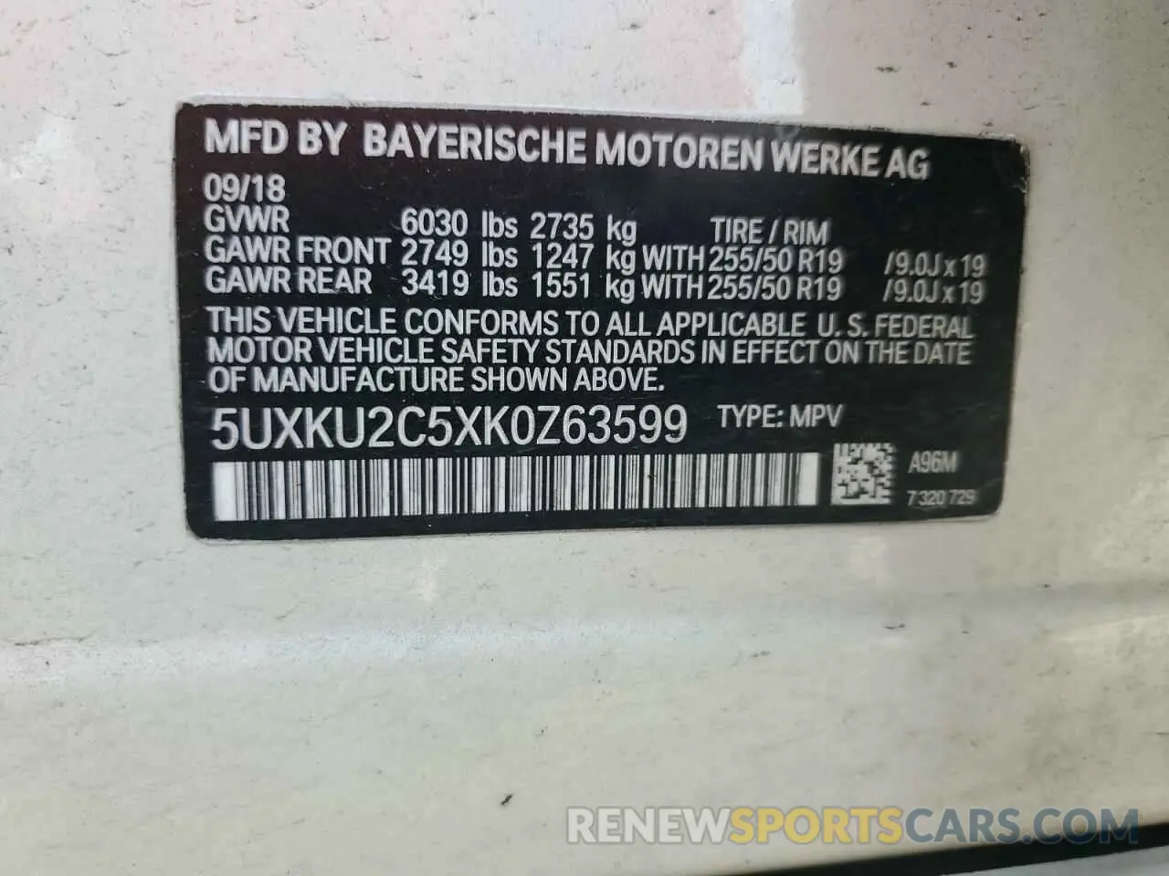 13 fotografías del automóvil dañado 5UXKU2C5XK0Z63599 BMW X6 2019
