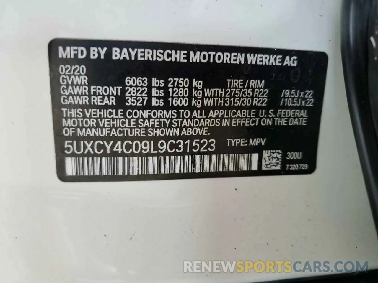 13 fotografías del automóvil dañado 5UXCY4C09L9C31523 BMW X6 2020