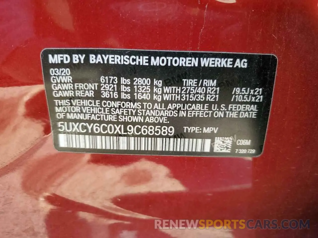 14 fotografías del automóvil dañado 5UXCY6C0XL9C68589 BMW X6 2020